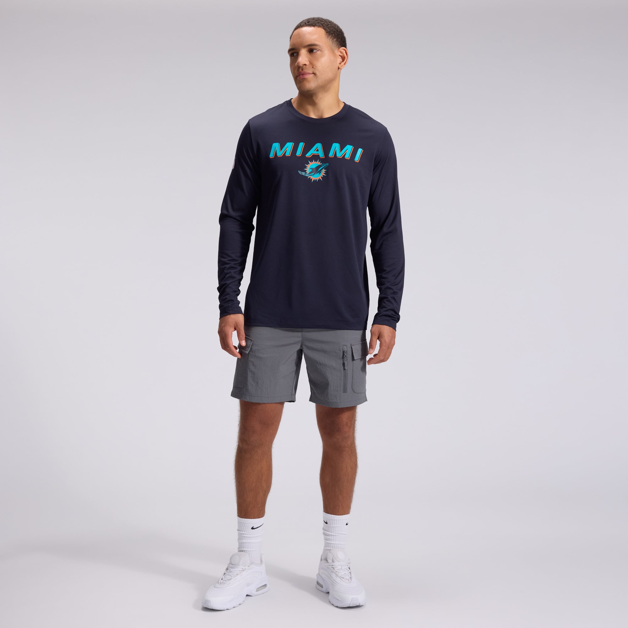 Men's Nike  Navy Miami Dolphins Rivalries Collection Sideline Legend Long Sleeve T-Shirt