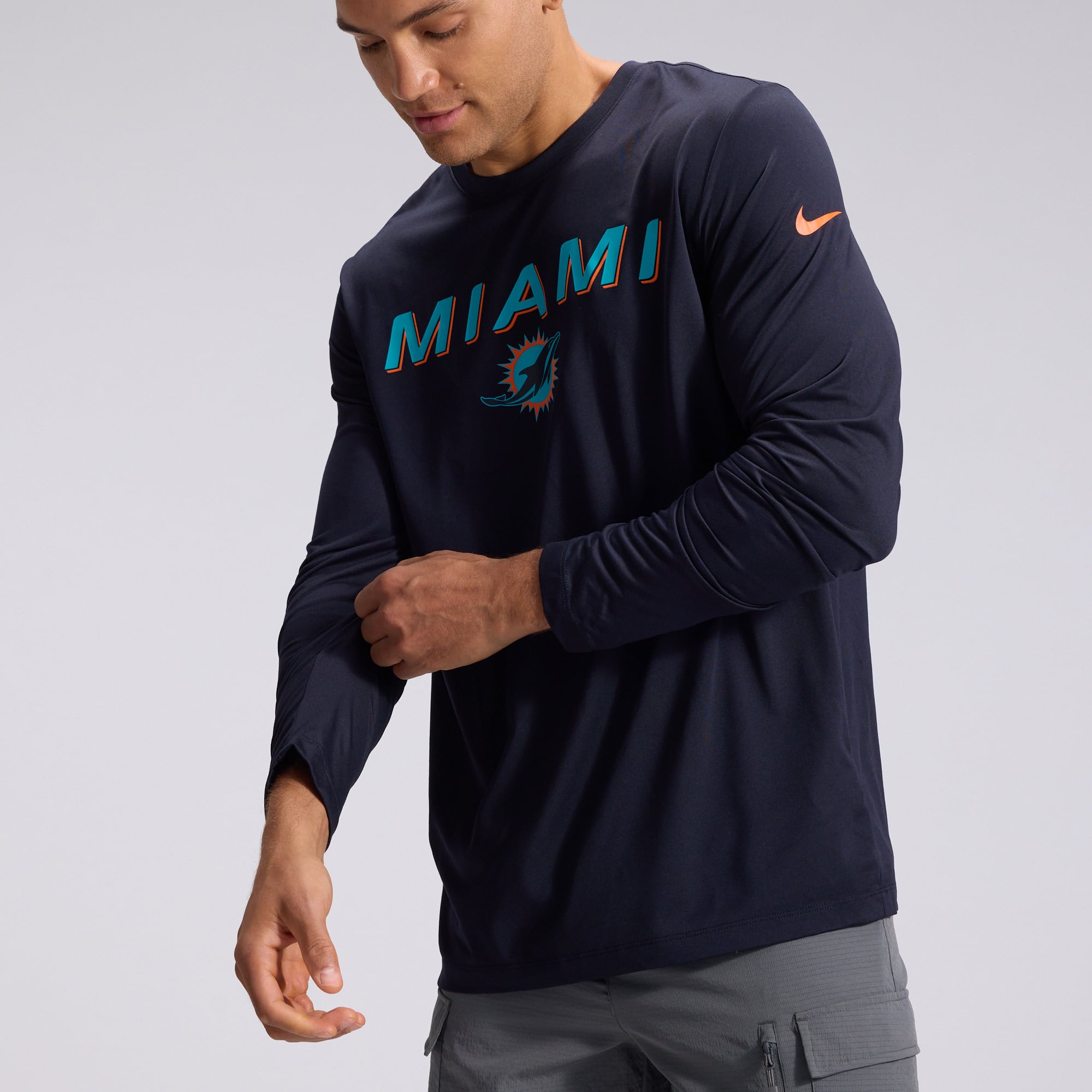 Men's Nike  Navy Miami Dolphins Rivalries Collection Sideline Legend Long Sleeve T-Shirt