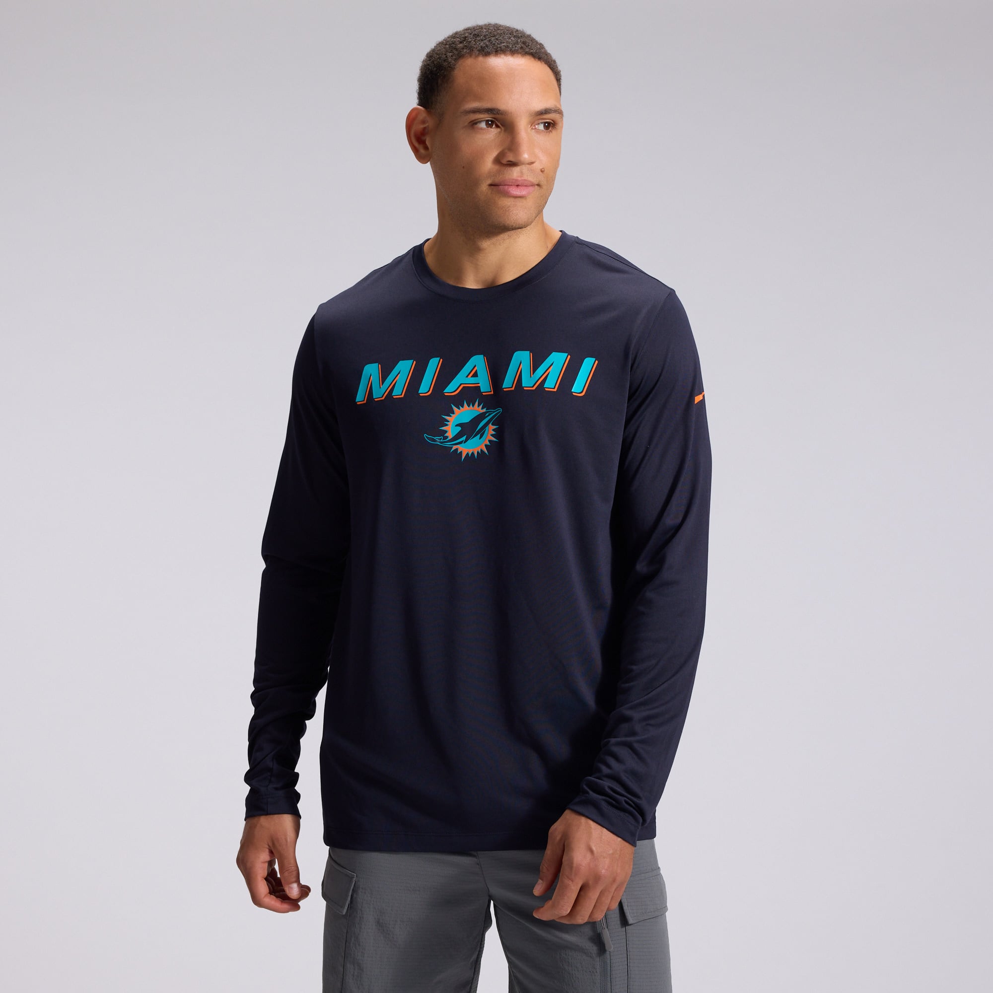 Men's Nike  Navy Miami Dolphins Rivalries Collection Sideline Legend Long Sleeve T-Shirt