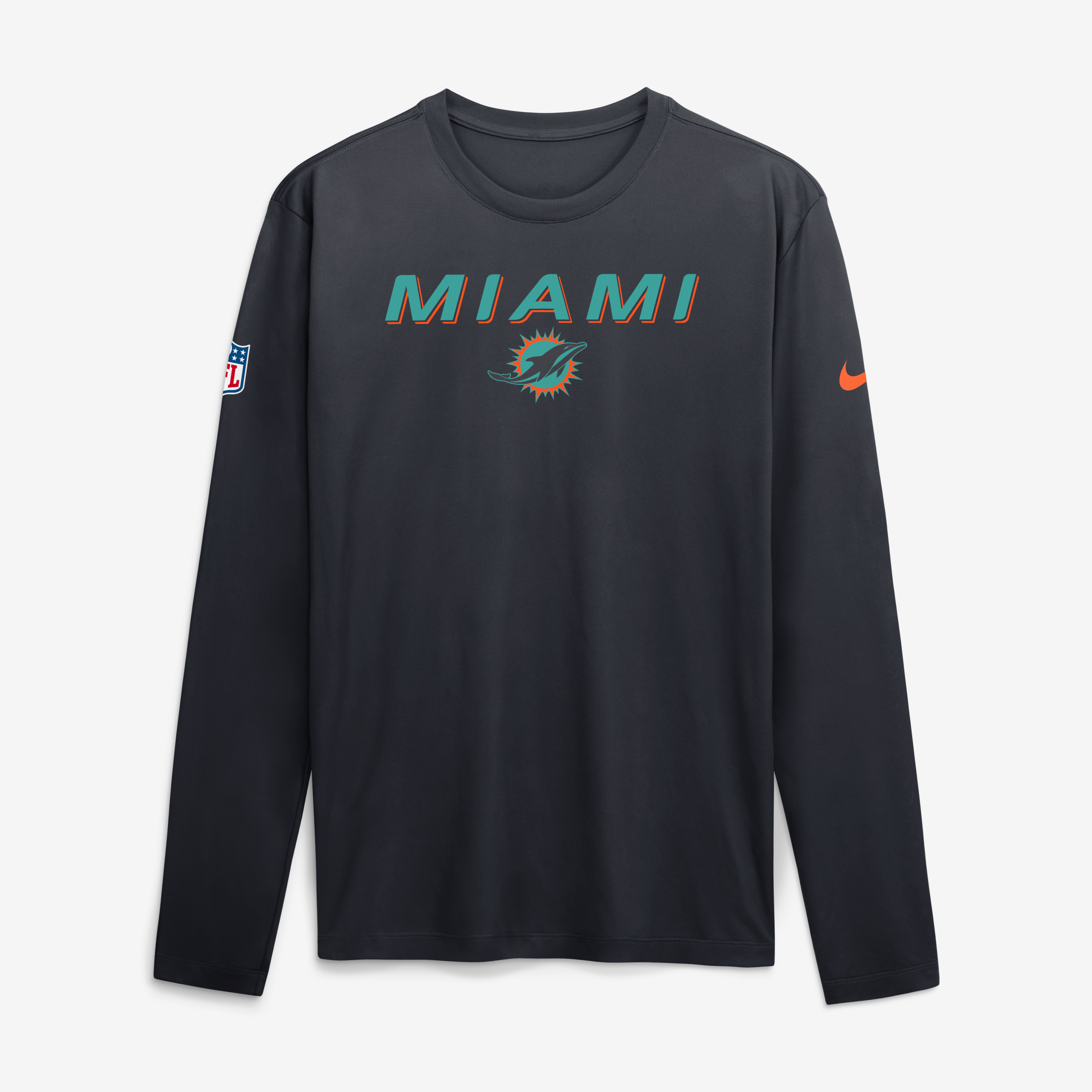 Men's Nike Navy Miami Dolphins Rivalries Collection Sideline Legend Long Sleeve T-Shirt