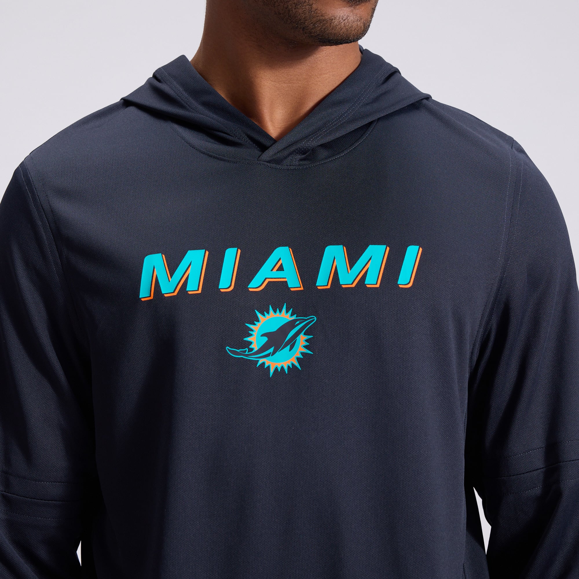 Men's Nike  Navy Miami Dolphins Rivalries Collection Sideline Lightweight Hooded Long Sleeve Top