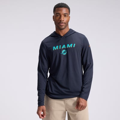  Miami Dolphins Nike Rivalries Collection Sideline Lightweight Hooded Long Sleeve Top - Navy