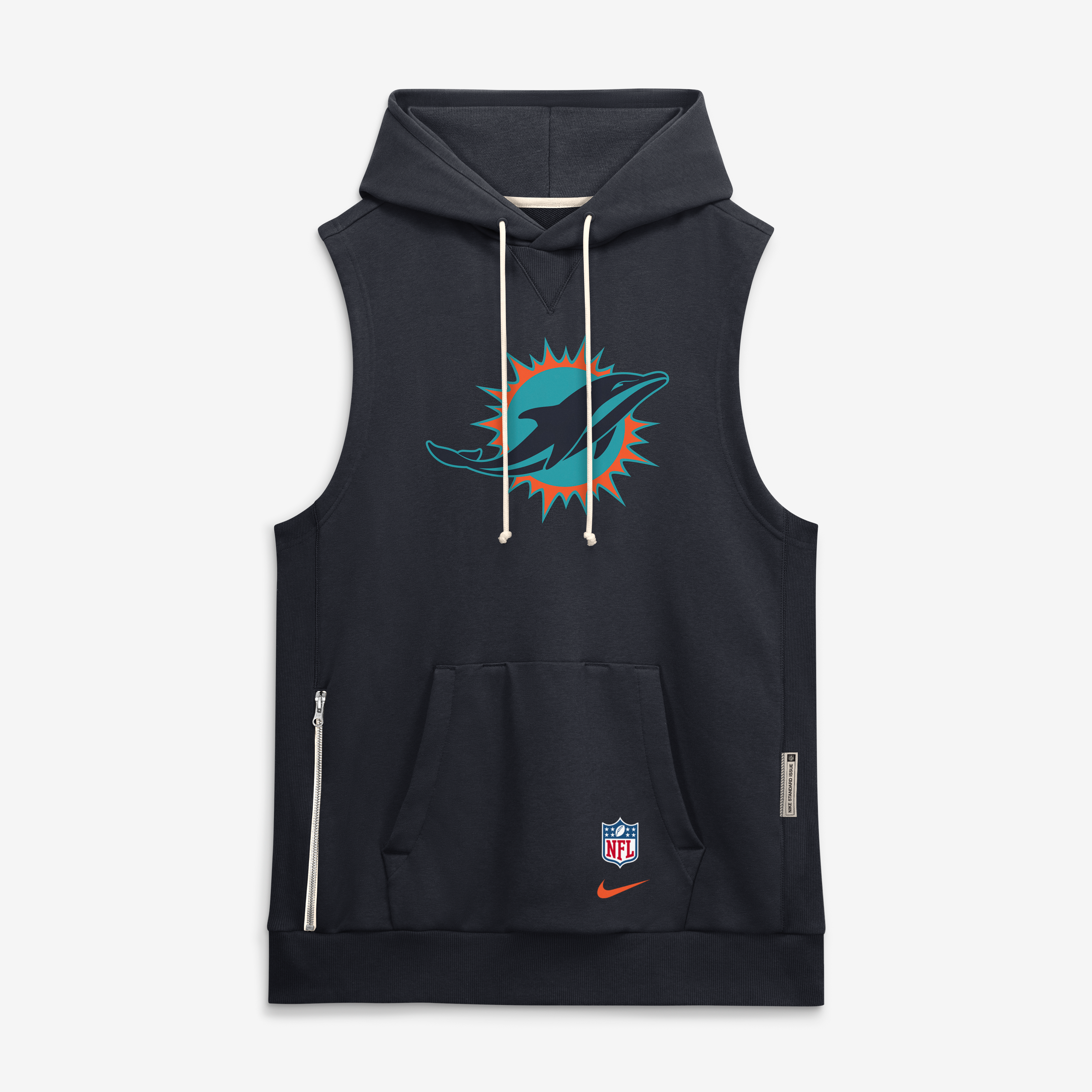 Sweat à capuche sans manches en polaire Nike pour homme, collection Rivalries des Miami Dolphins, bleu marine.