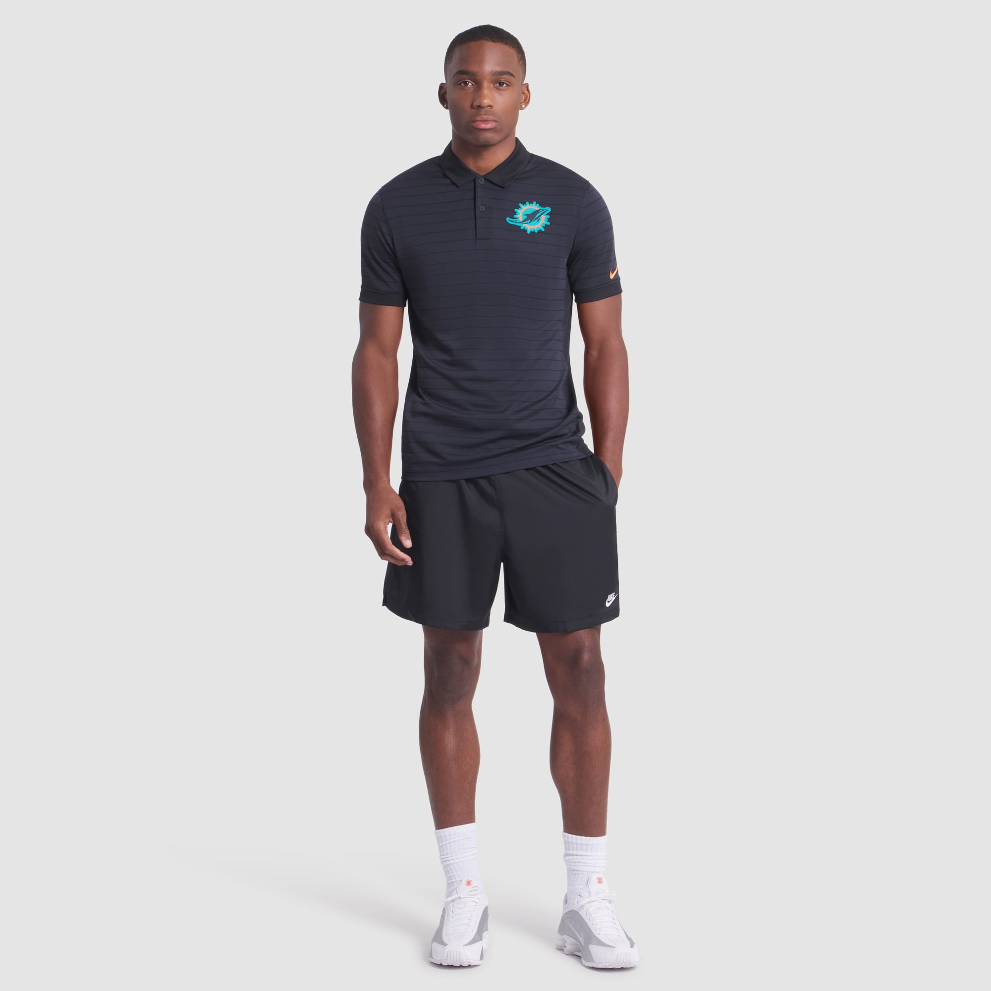 Men's Nike  Navy Miami Dolphins Rivalries Collection Sideline Victory Striped Dri-FIT Polo