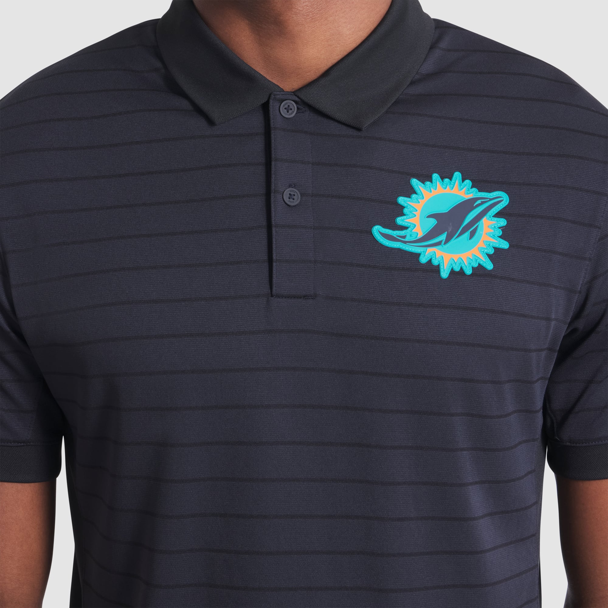 Men's Nike  Navy Miami Dolphins Rivalries Collection Sideline Victory Striped Dri-FIT Polo