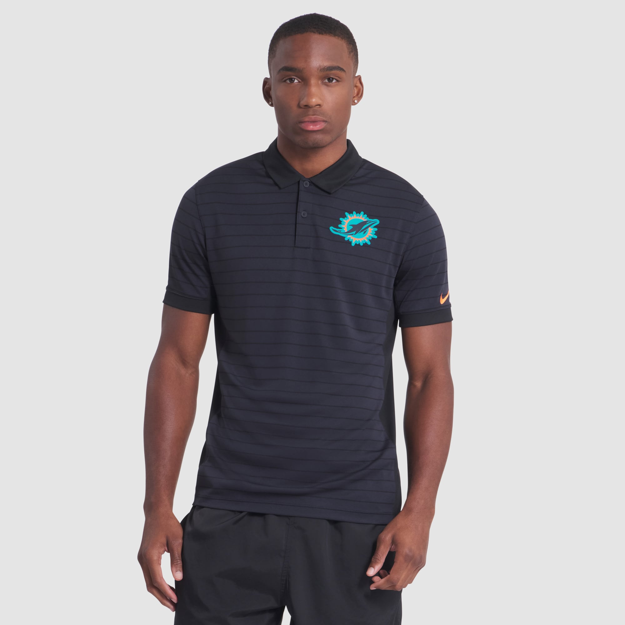 Men's Nike Navy Miami Dolphins Rivalries Collection Sideline Victory Striped Dri-FIT Polo