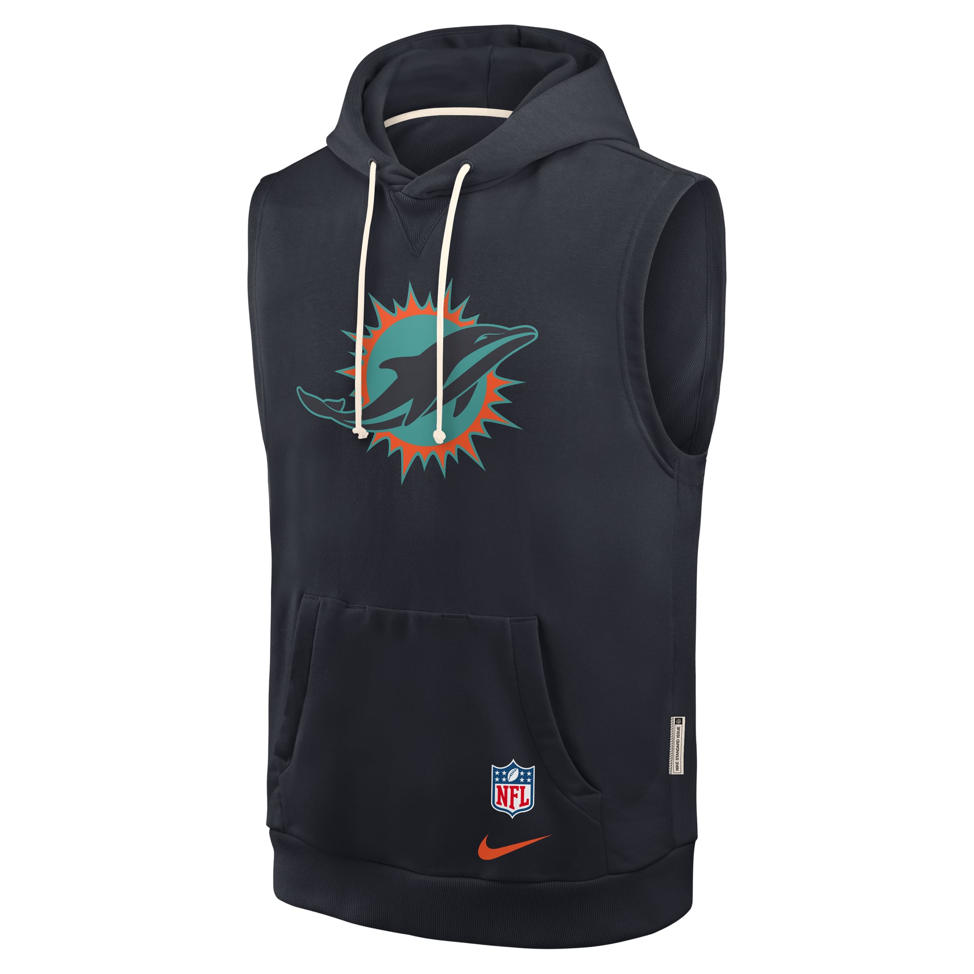 Men's Nike Navy Miami Dolphins Rivalries Collection Standard Issue Sideline Dri-FIT Sleeveless Hoodie