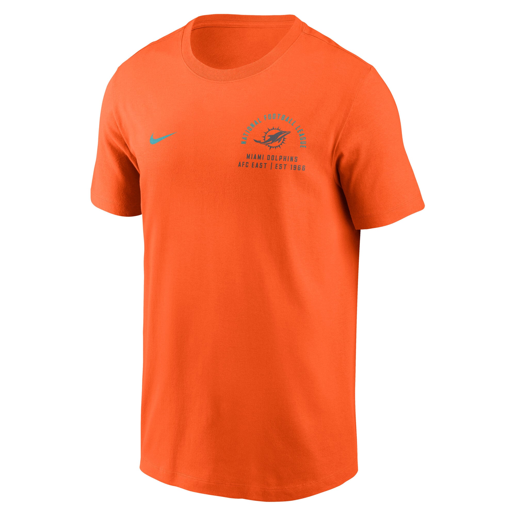 T-shirt Nike orange Miami Dolphins à logo divisé pour homme