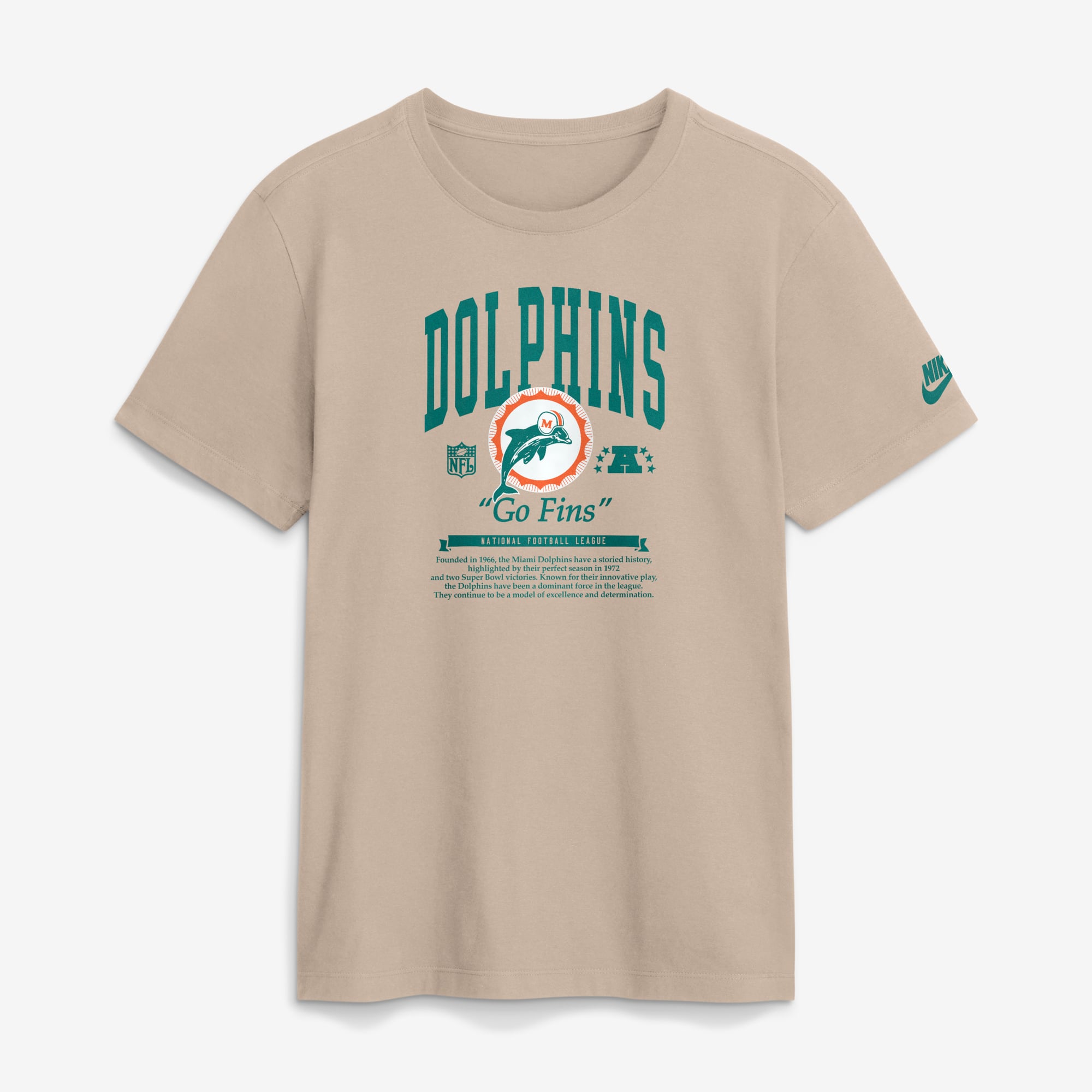 T-shirt Nike Rewind pour homme, couleur sable, Miami Dolphins