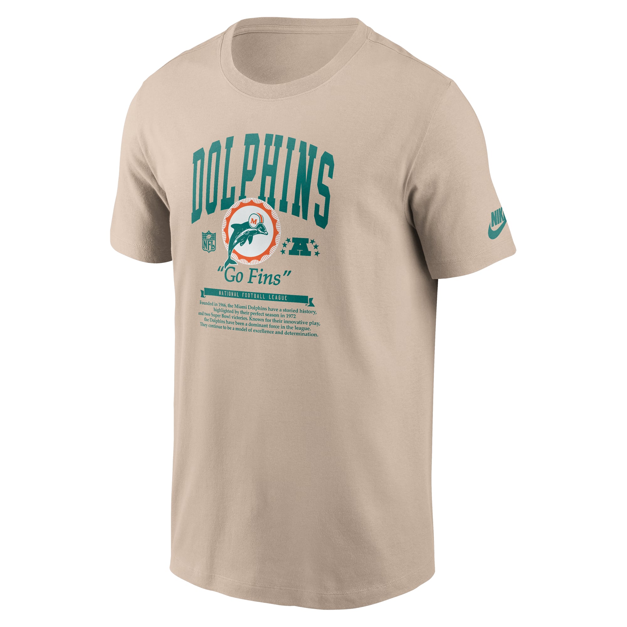 T-shirt Nike Rewind pour homme, couleur sable, Miami Dolphins