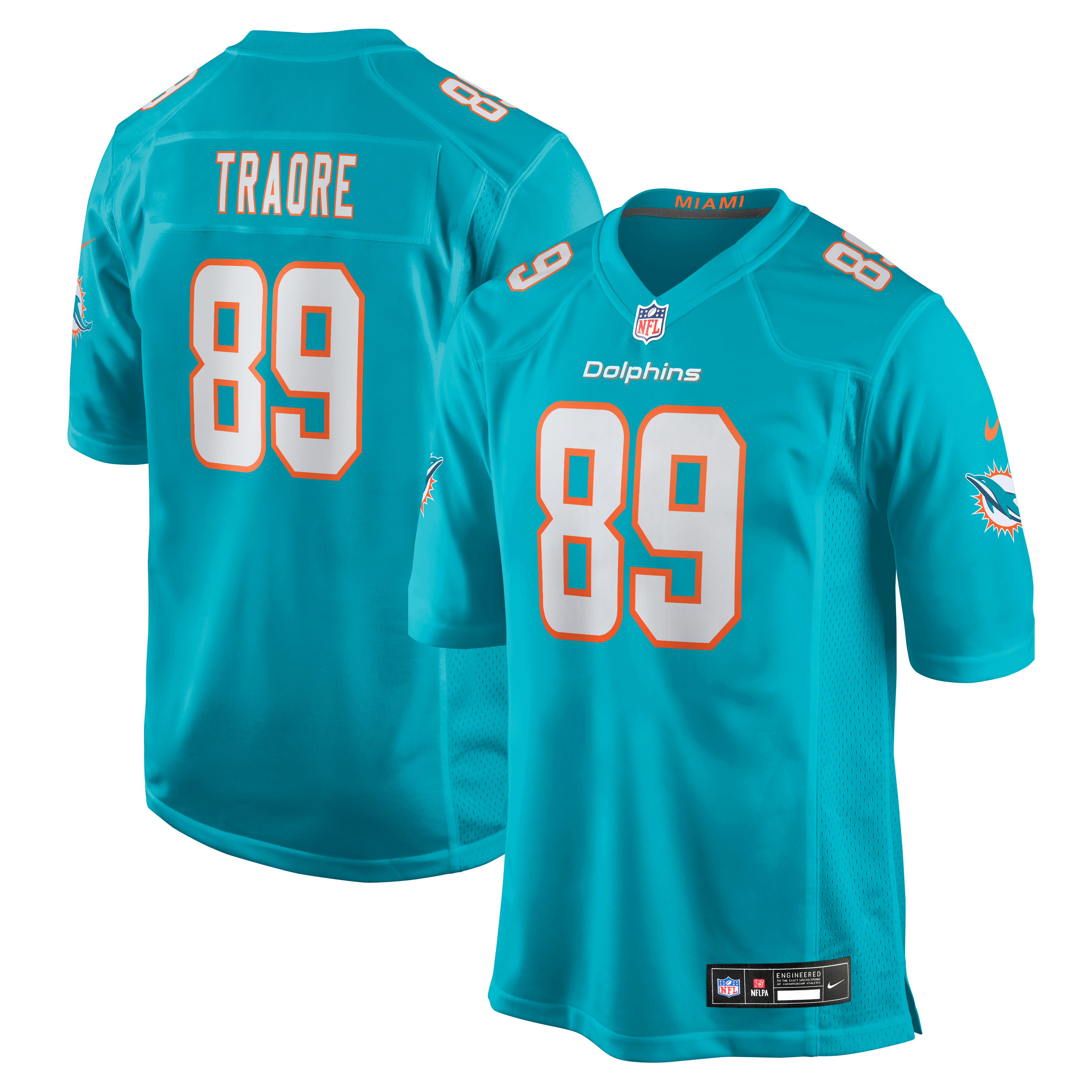 Men's Nike Seydou Traore Aqua Miami Dolphins Team Game Jersey