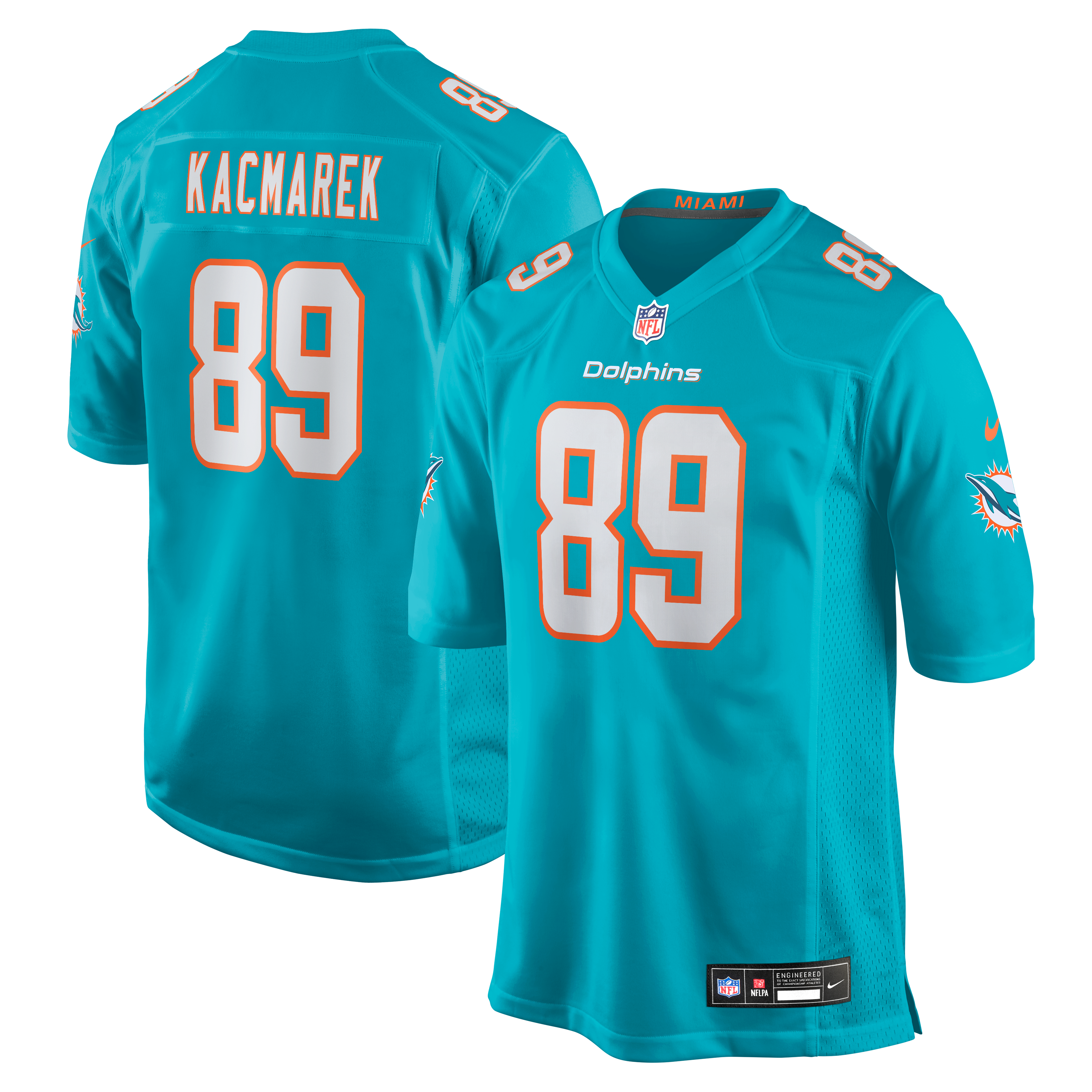 Men's Nike Will Kacmarek Aqua Miami Dolphins Team Game Jersey