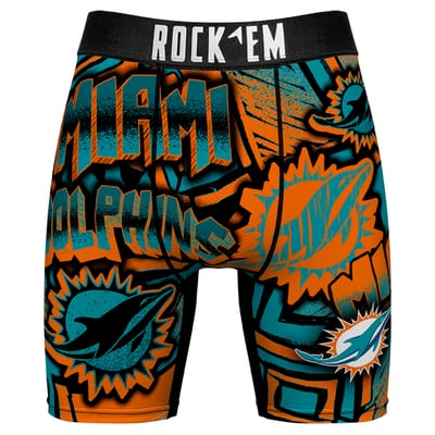  Miami Dolphins Rock Em Socks Sketched Out Boxer Briefs - Aqua