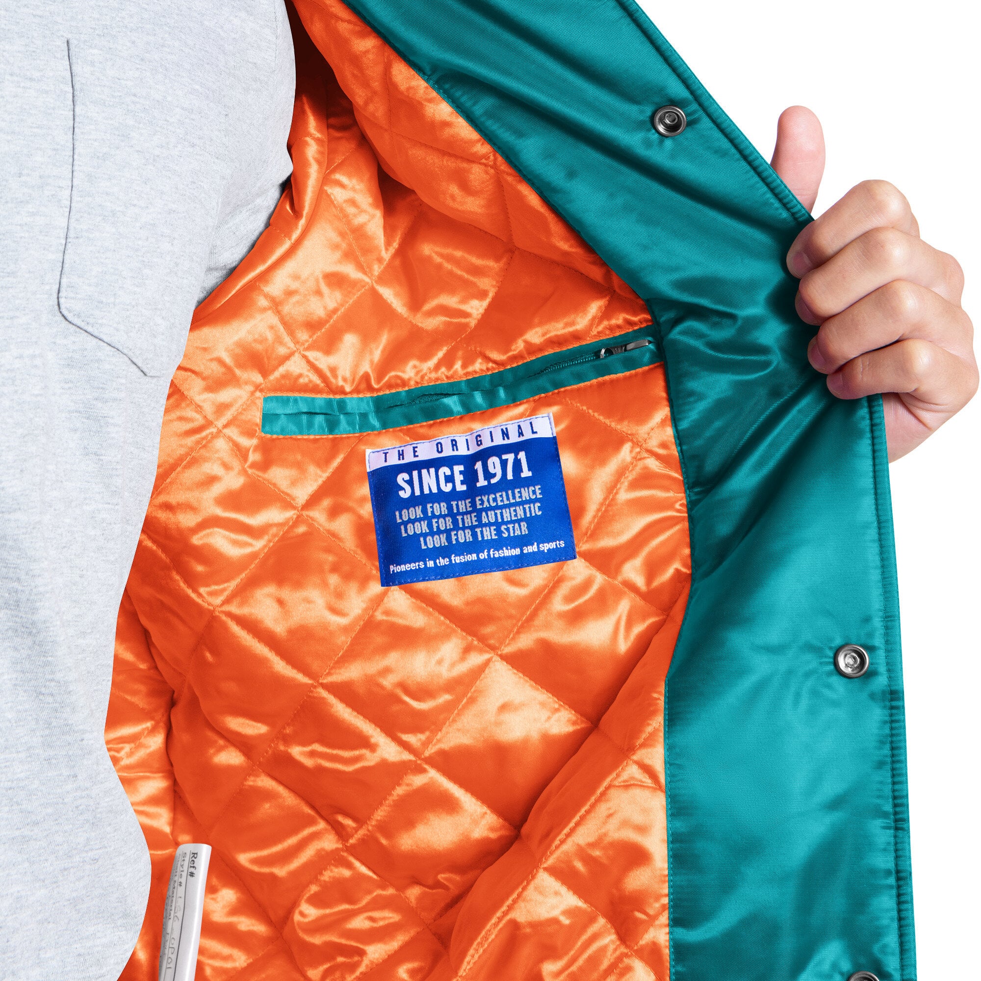 Veste universitaire rétro à boutons-pression Starter Aqua Miami Dolphins Courtside pour homme