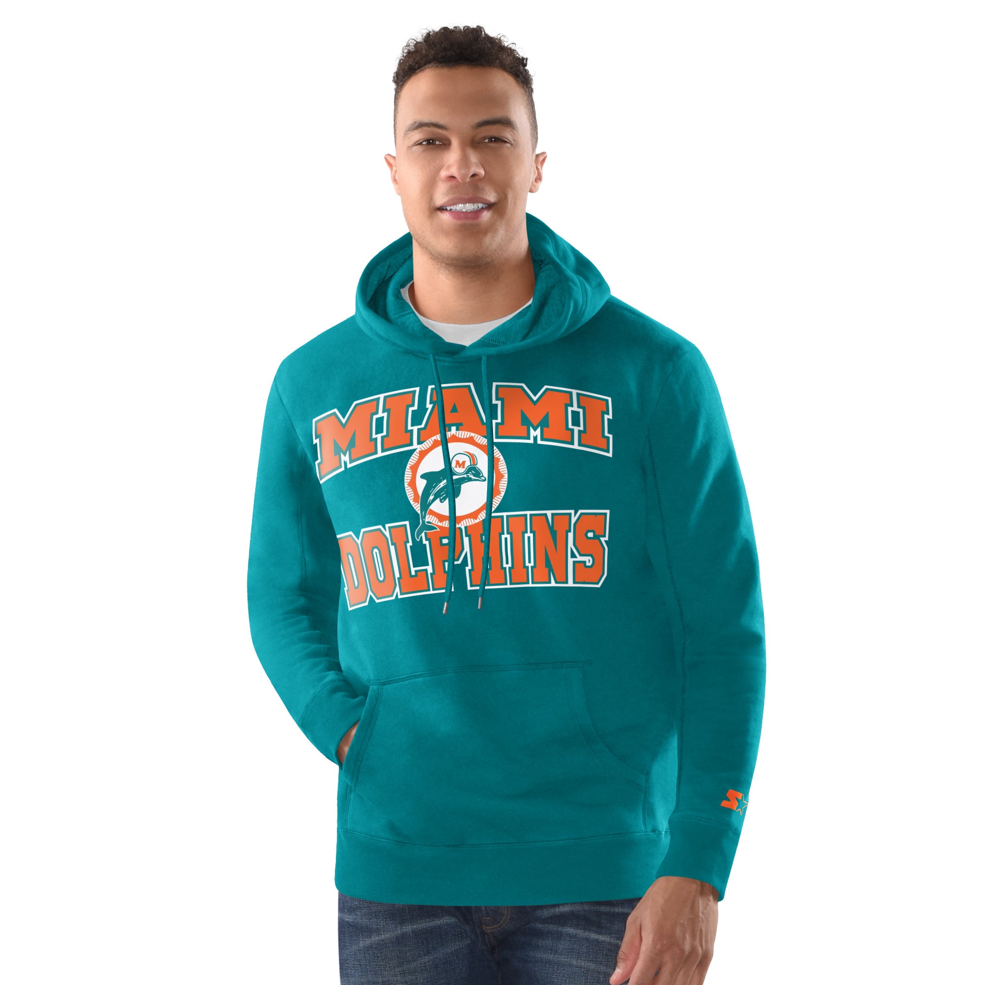 Men's Starter Aqua Miami Dolphins Hoodie and Cuffed Knit Hat Combo Pack