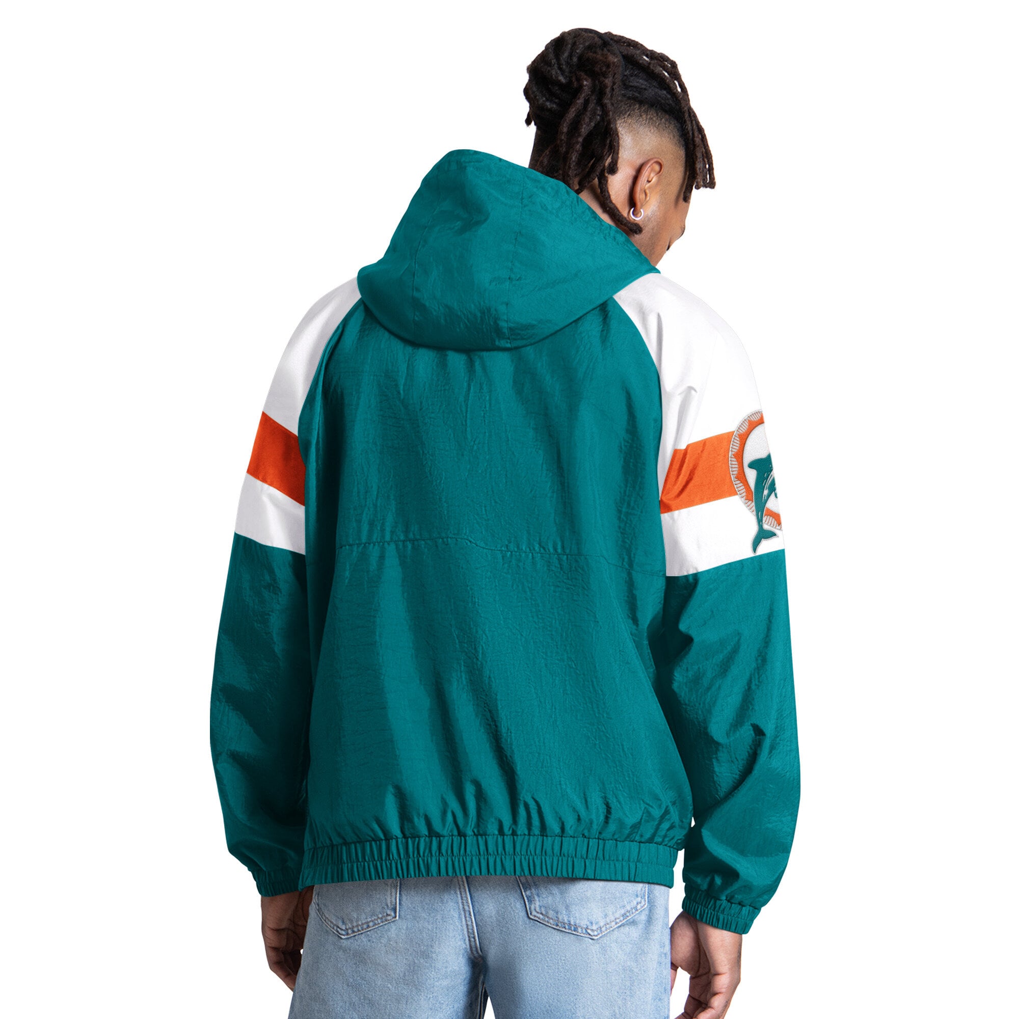 Veste Starter Aqua Miami Dolphins Street Cut Retro Logo à demi-zip pour homme