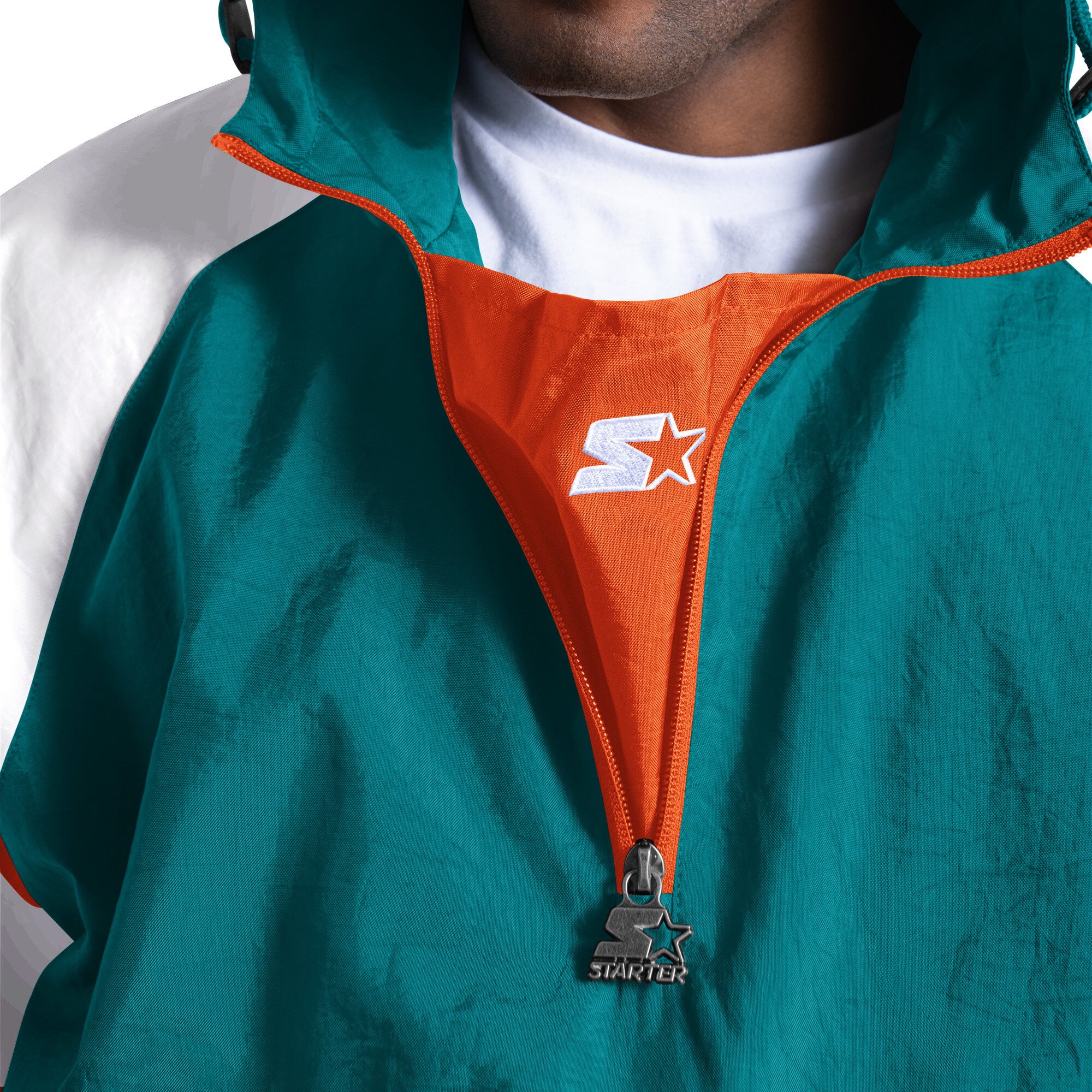 Veste Starter Aqua Miami Dolphins Street Cut Retro Logo à demi-zip pour homme