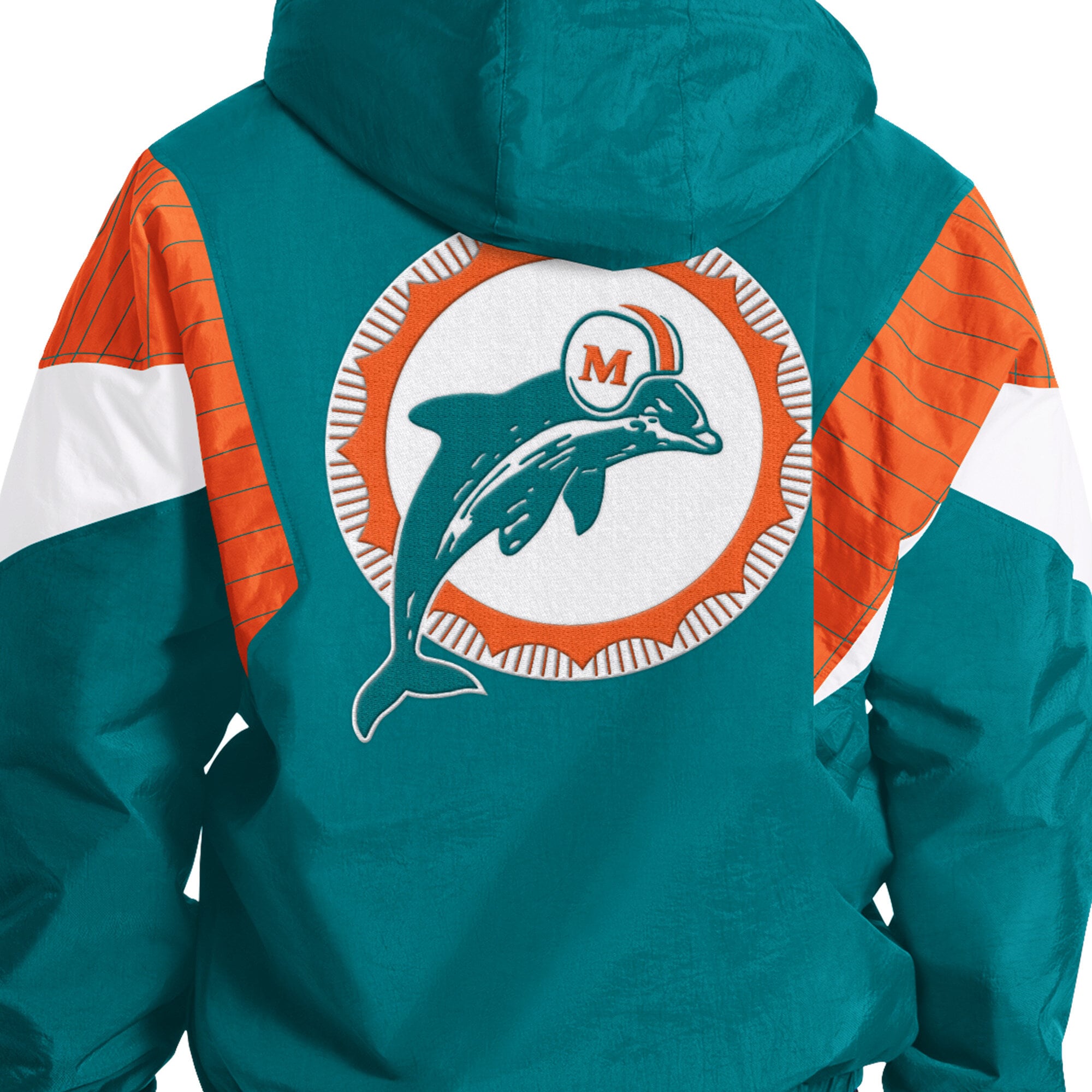 Veste à capuche demi-zip Starter Aqua Miami Dolphins pour homme, logo rétro, modèle Throwback.