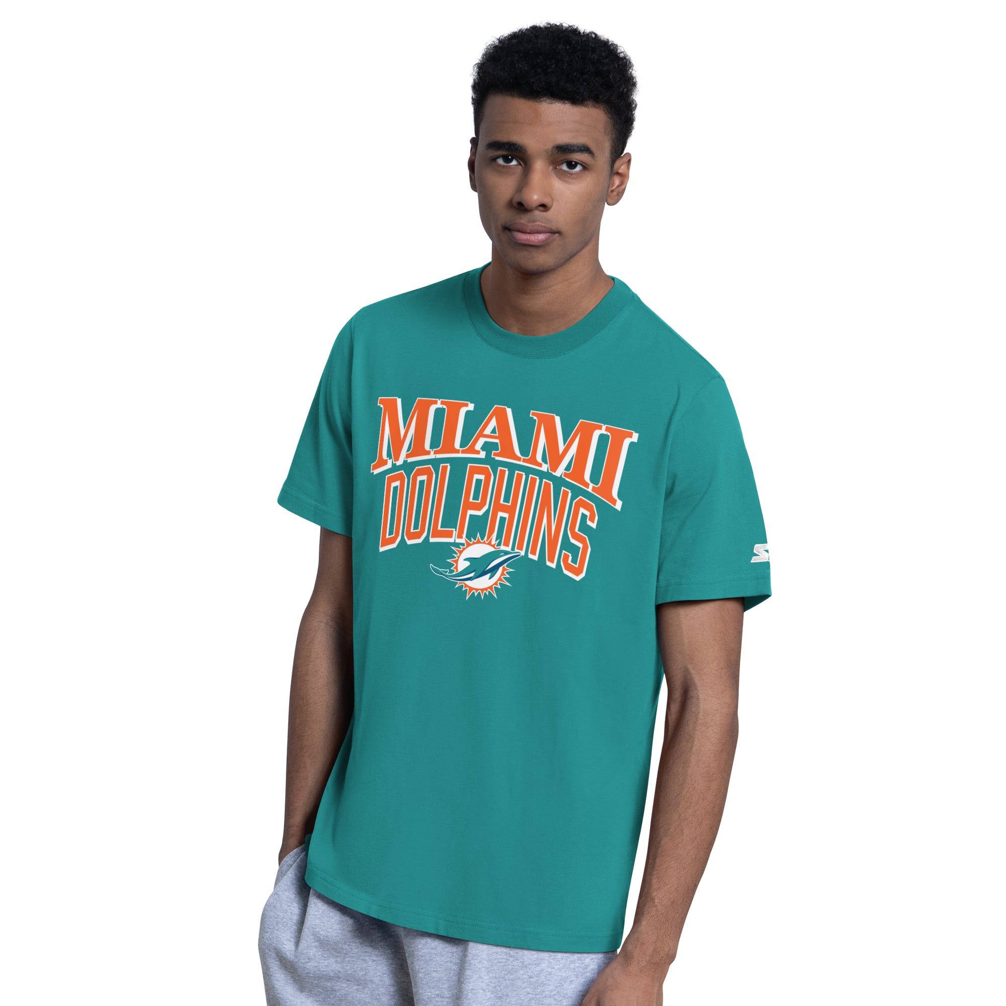 Ensemble de deux t-shirts à logo Miami Dolphins Starter pour homme, coloris aqua/gris chiné