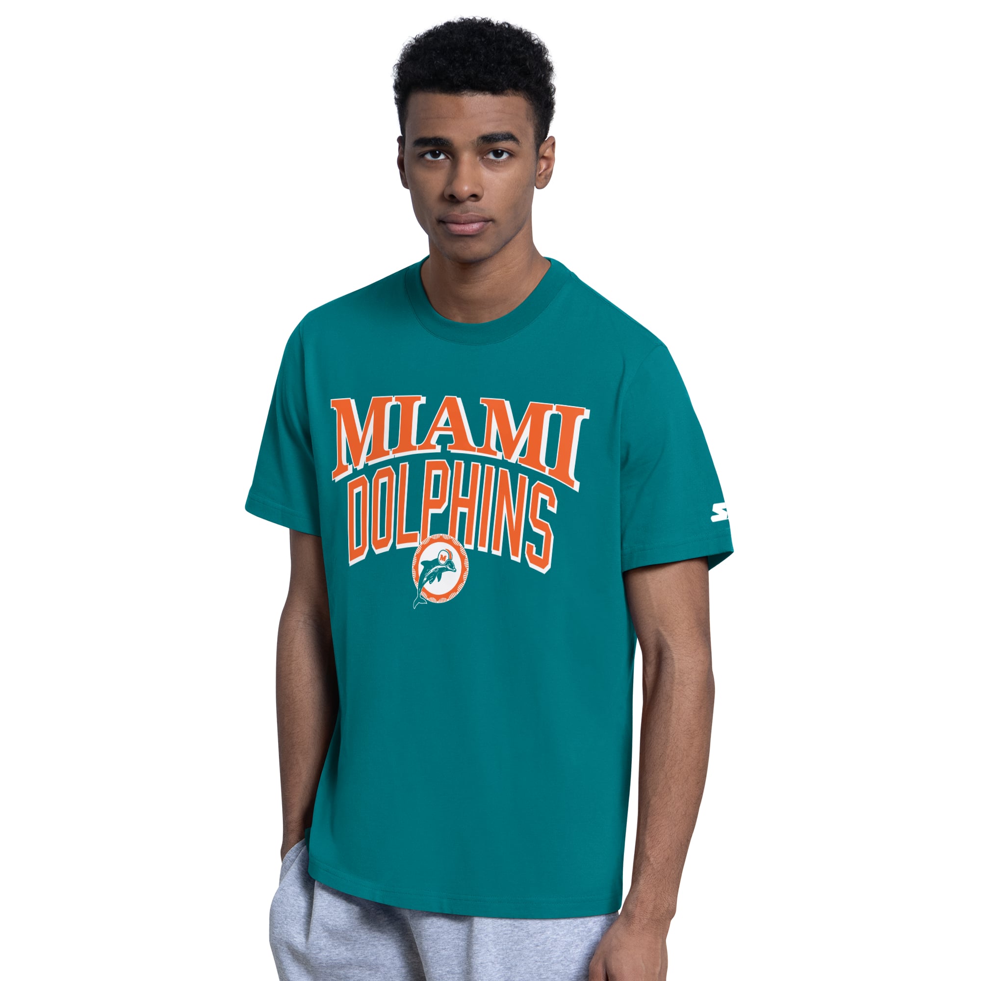 Lot de deux t-shirts à logo rétro Miami Dolphins, coloris Aqua/Gris chiné, pour homme