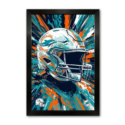 Miami Dolphins 27" x 39" Framed Football Helmet Hyper Speed Art Print