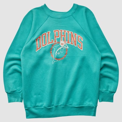 Miami Dolphins Champion 80s Pullover Sweatshirt - Teal - S by Fanatics Real Vintage