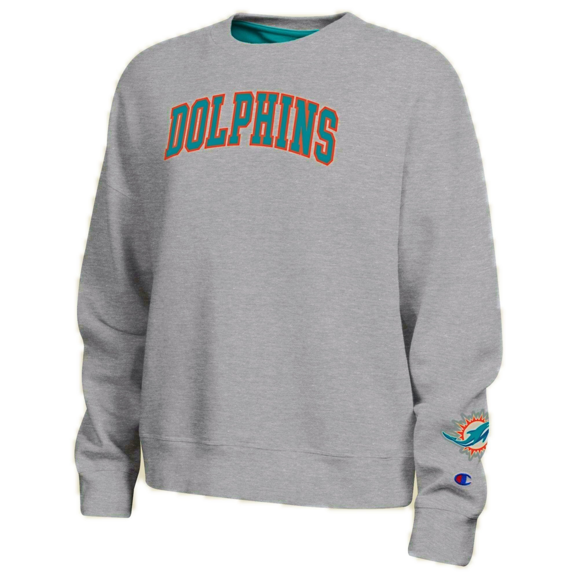 Sweat-shirt à doublure contrastée pour femme Miami Dolphins Champion - Gris chiné
