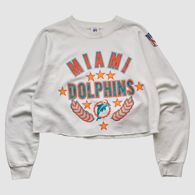 Miami Dolphins Logo 7 90s Pullover Sweatshirt - White - S by Fanatics Real Vintage