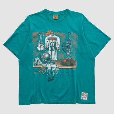 Miami Dolphins Nutmeg Mills 90s T-shirt - Teal - 2XL by Fanatics Real Vintage