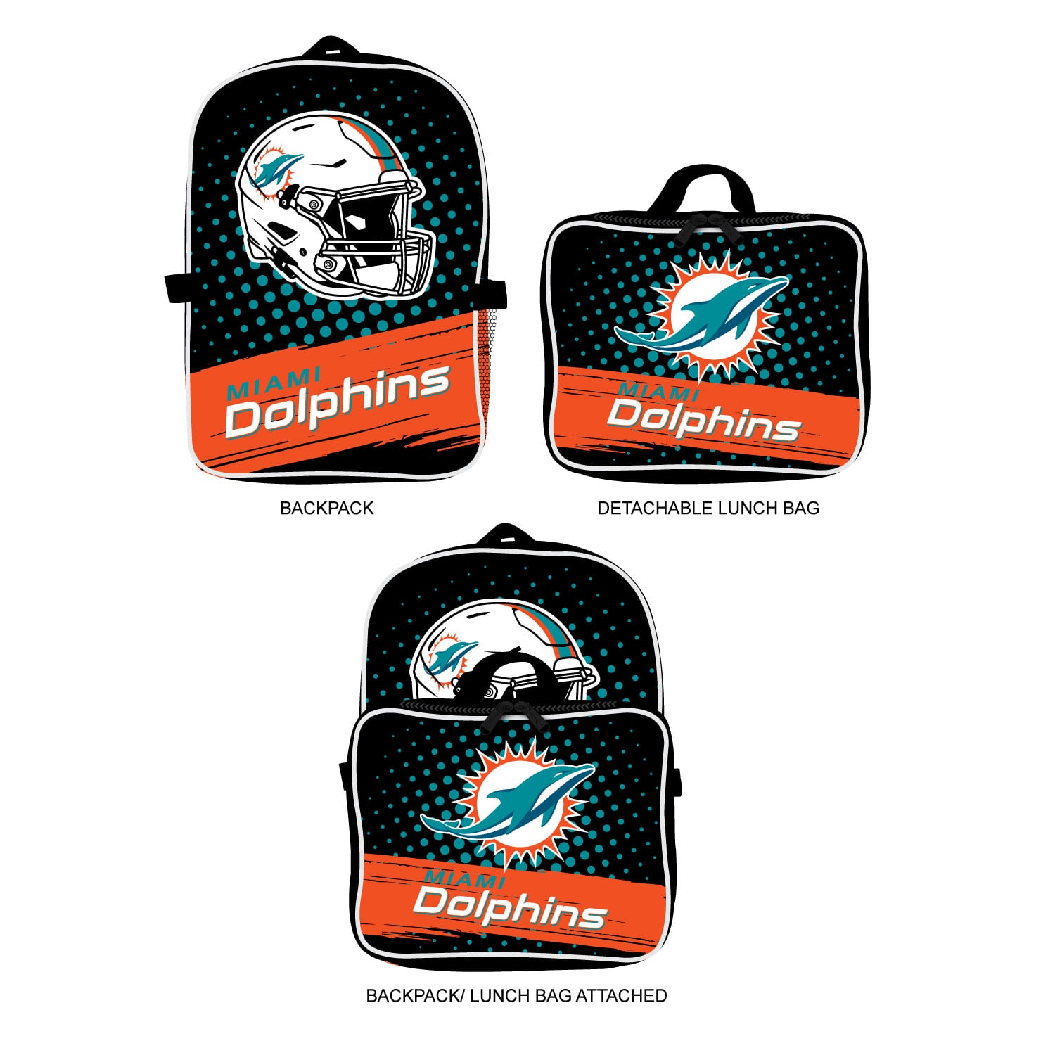 MOJO Miami Dolphins Backpack & Lunch Box 2-Piece Set