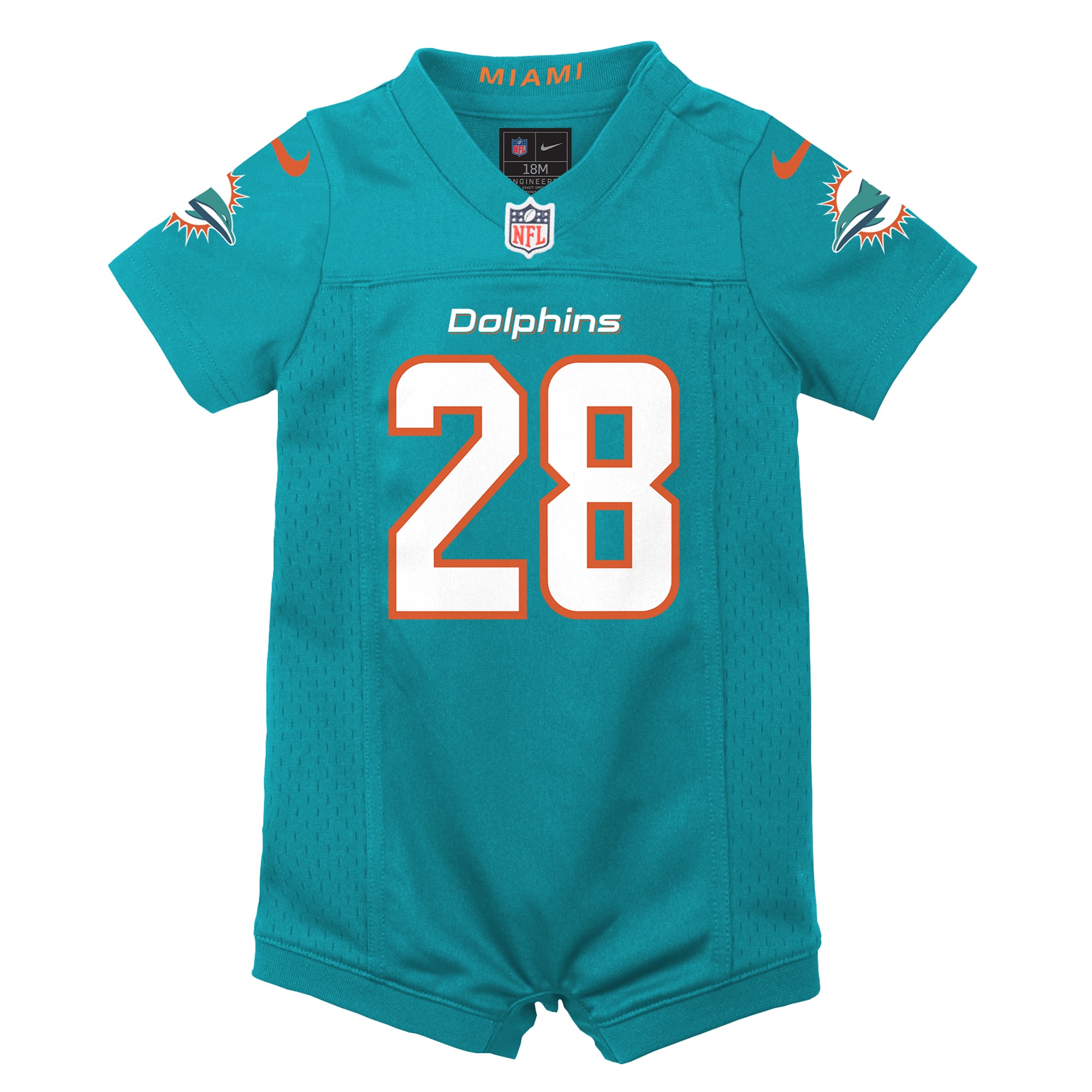 Combinaison Nike De’Von Achane Aqua Miami Dolphins pour nouveau-né, maillot de match