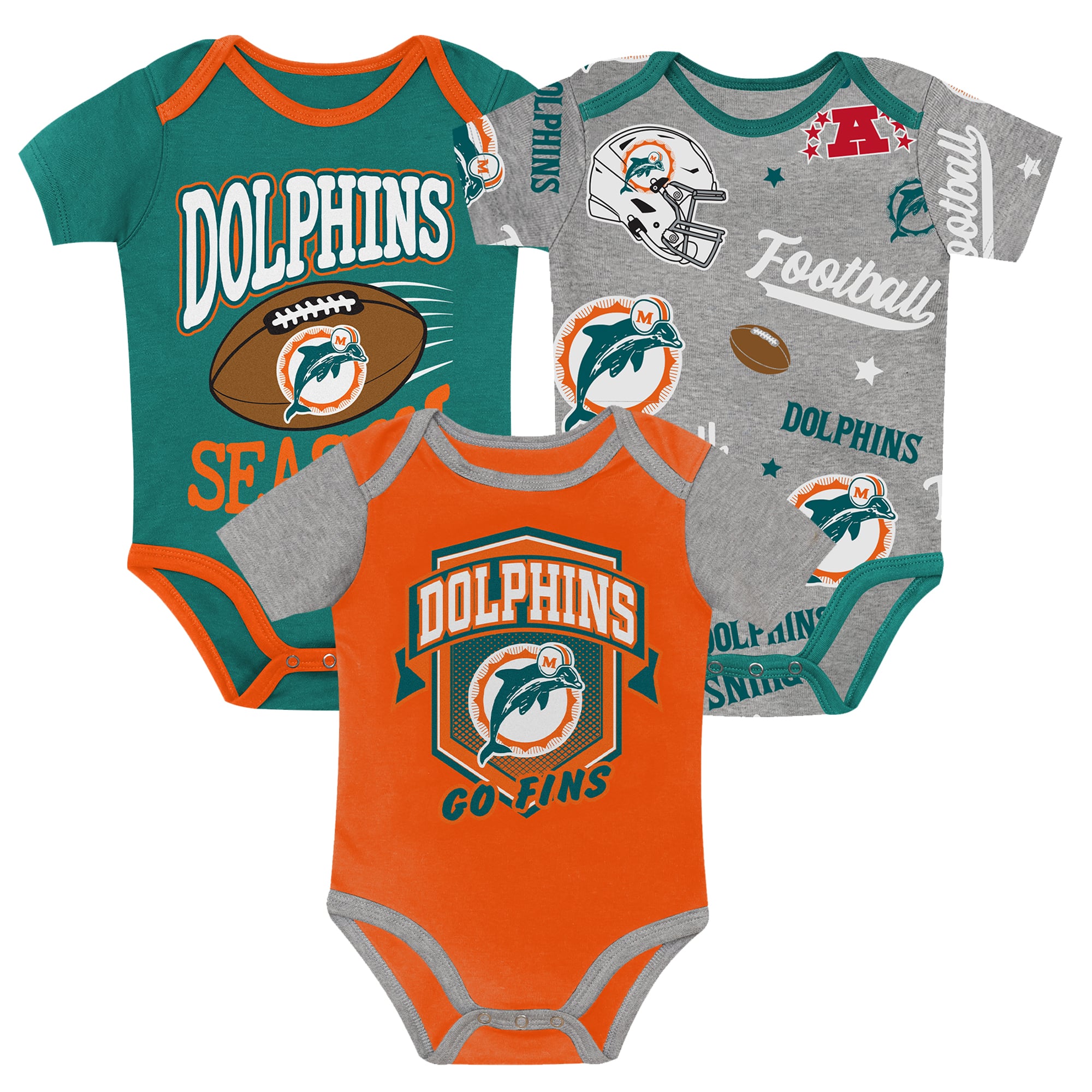 Ensemble de body trois pièces Outerstuff pour nouveau-né Miami Dolphins, premier choix au tour