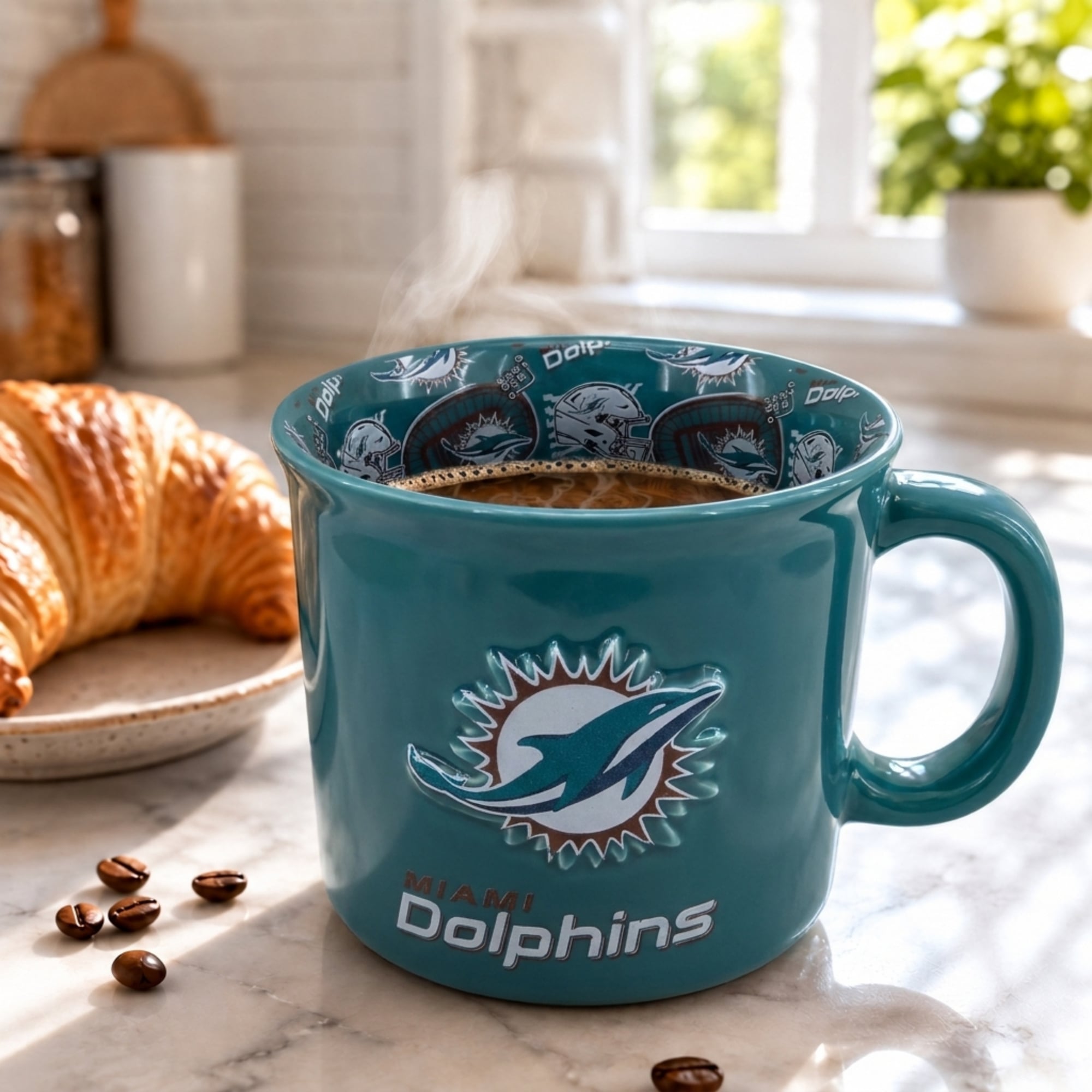 Mug Pegasus Miami Dolphins 17 oz (500 ml) à l'envers