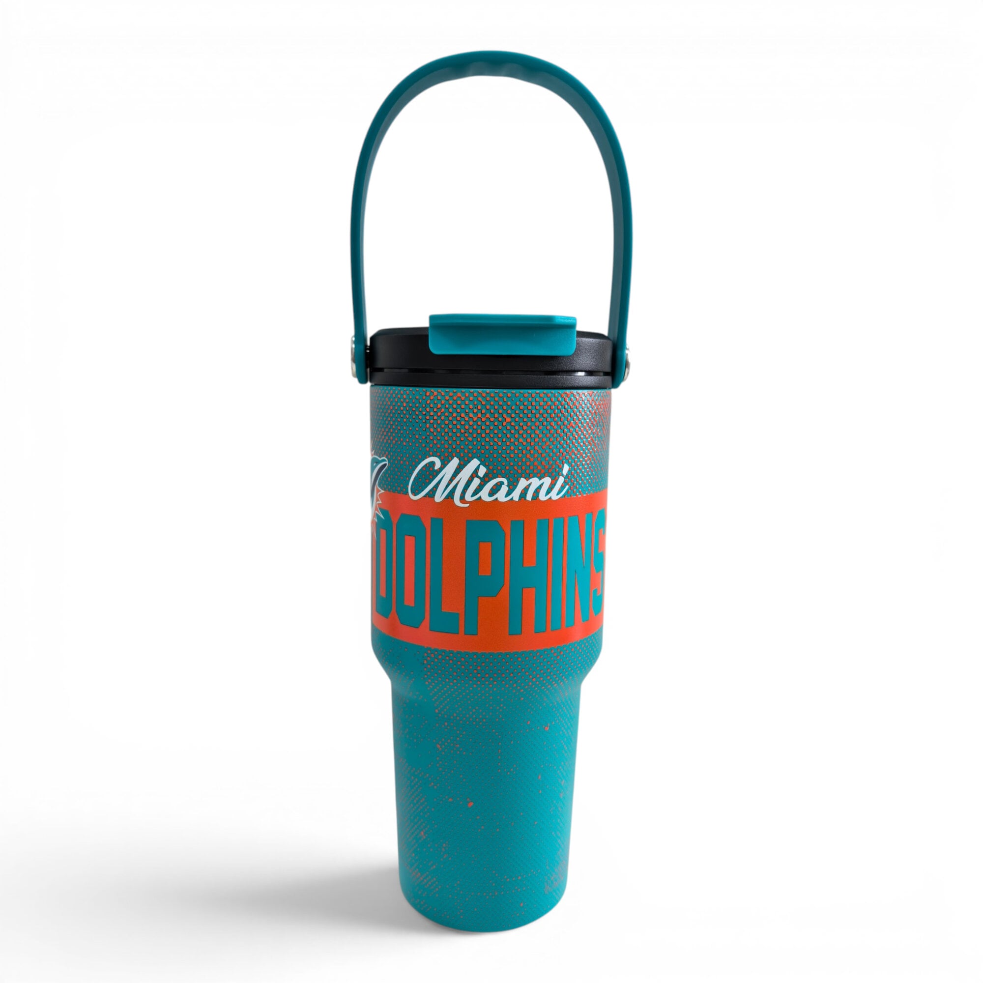 Gourde Pegasus Miami Dolphins 710 ml (24 oz) en acier inoxydable à dégradé moucheté et double bouchon