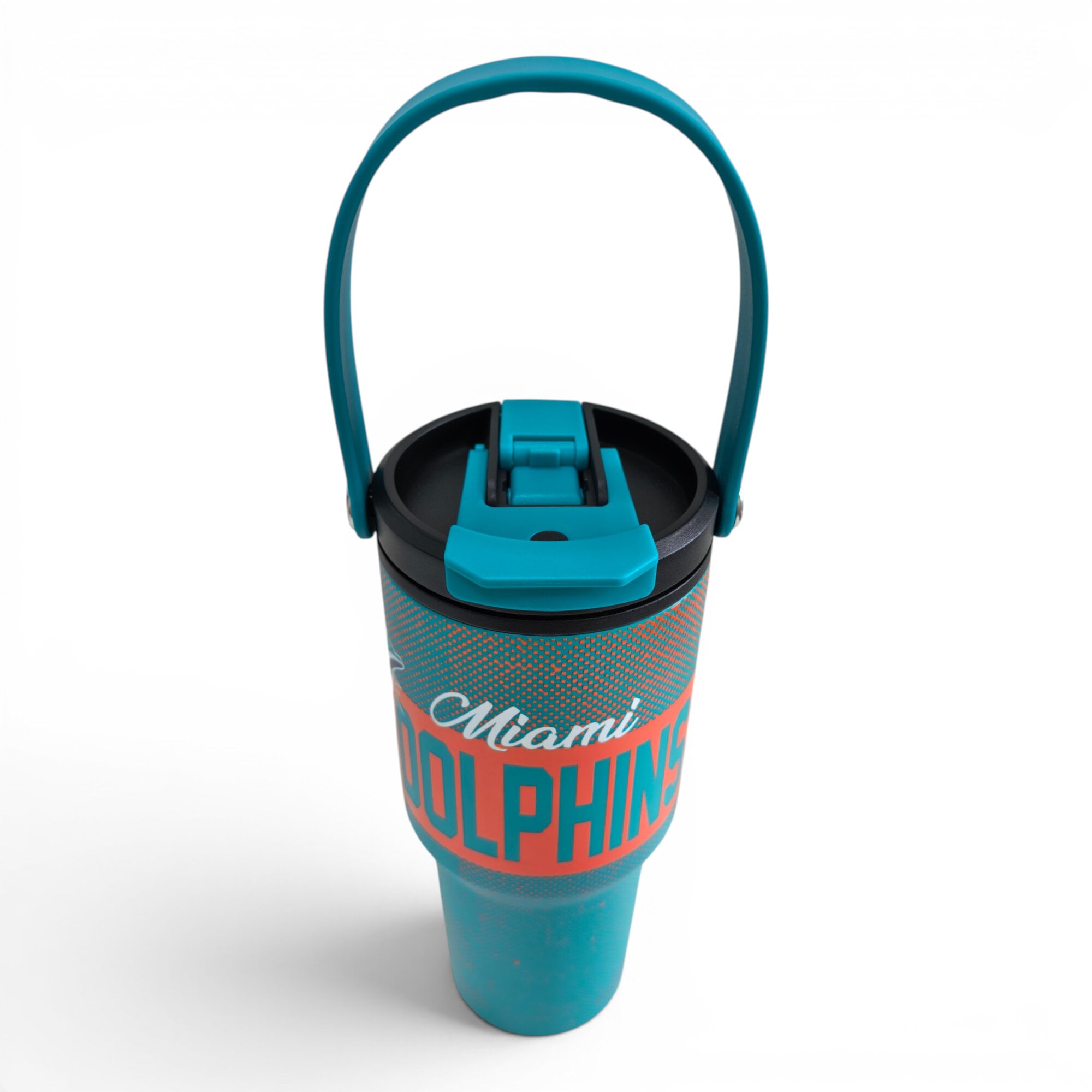 Gourde Pegasus Miami Dolphins 710 ml (24 oz) en acier inoxydable à dégradé moucheté et double bouchon