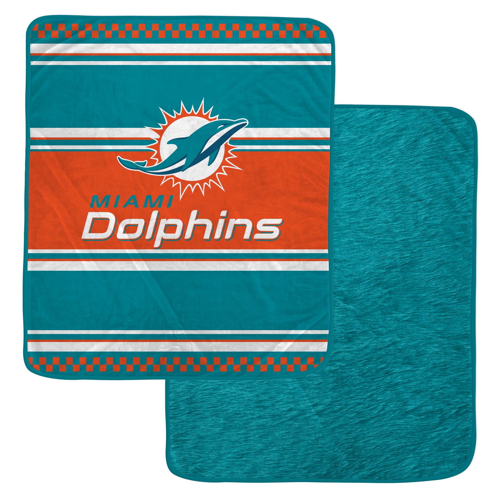 Couverture en fausse fourrure à carreaux Pegasus Miami Dolphins 60" x 70"