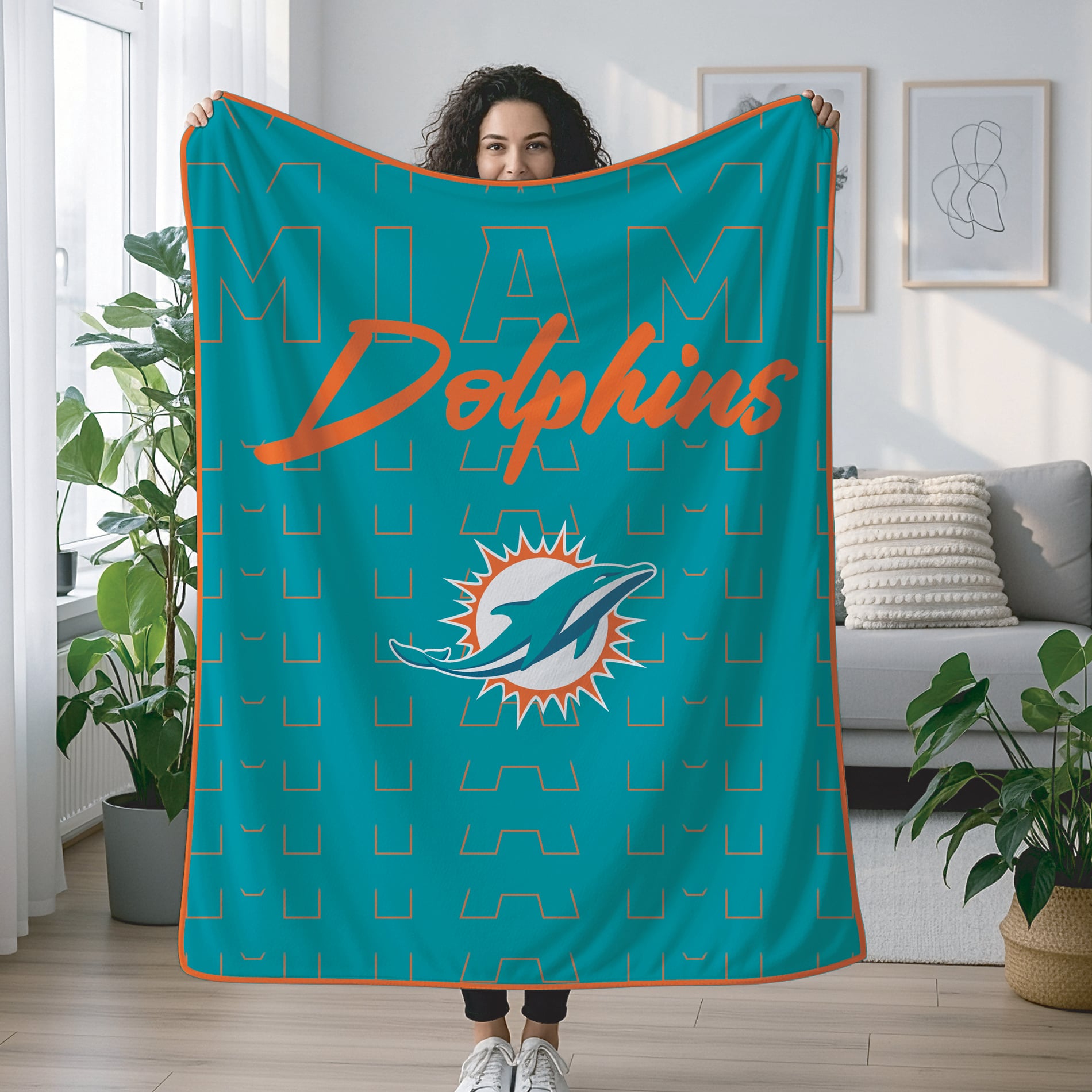 Couverture ultra douce Pegasus Miami Dolphins Echo Script Fade 50" x 60"