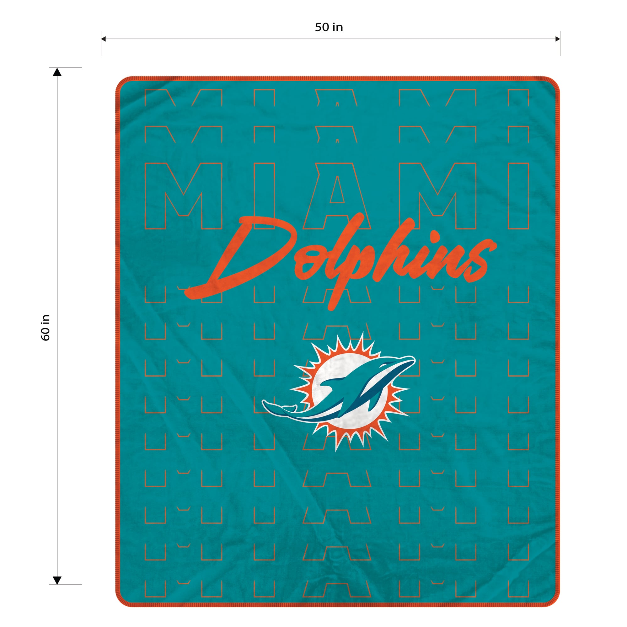 Couverture ultra douce Pegasus Miami Dolphins Echo Script Fade 50" x 60"
