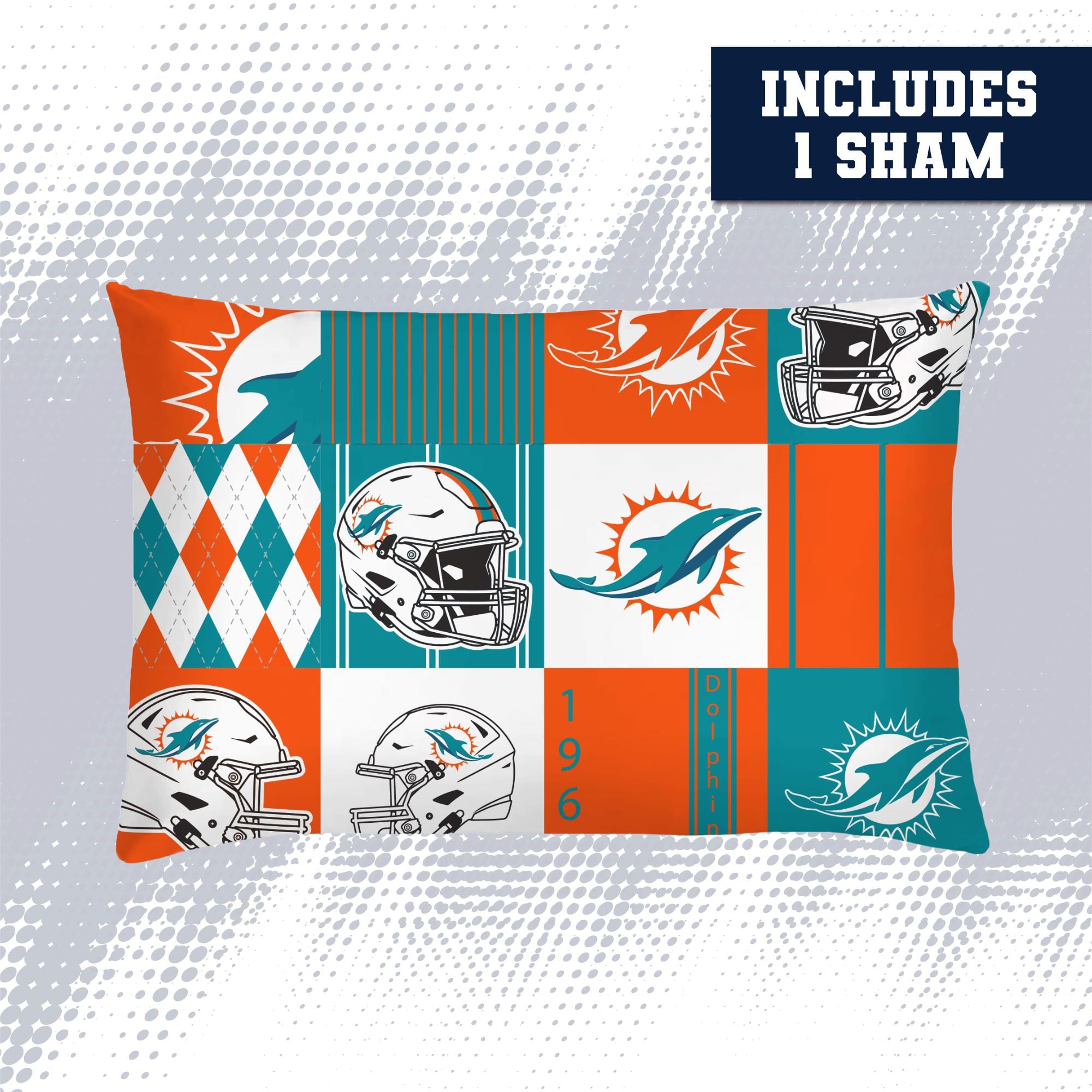 Ensemble de literie deux pièces Pegasus Miami Dolphins Patchwork Plaid Twin/Twin XL
