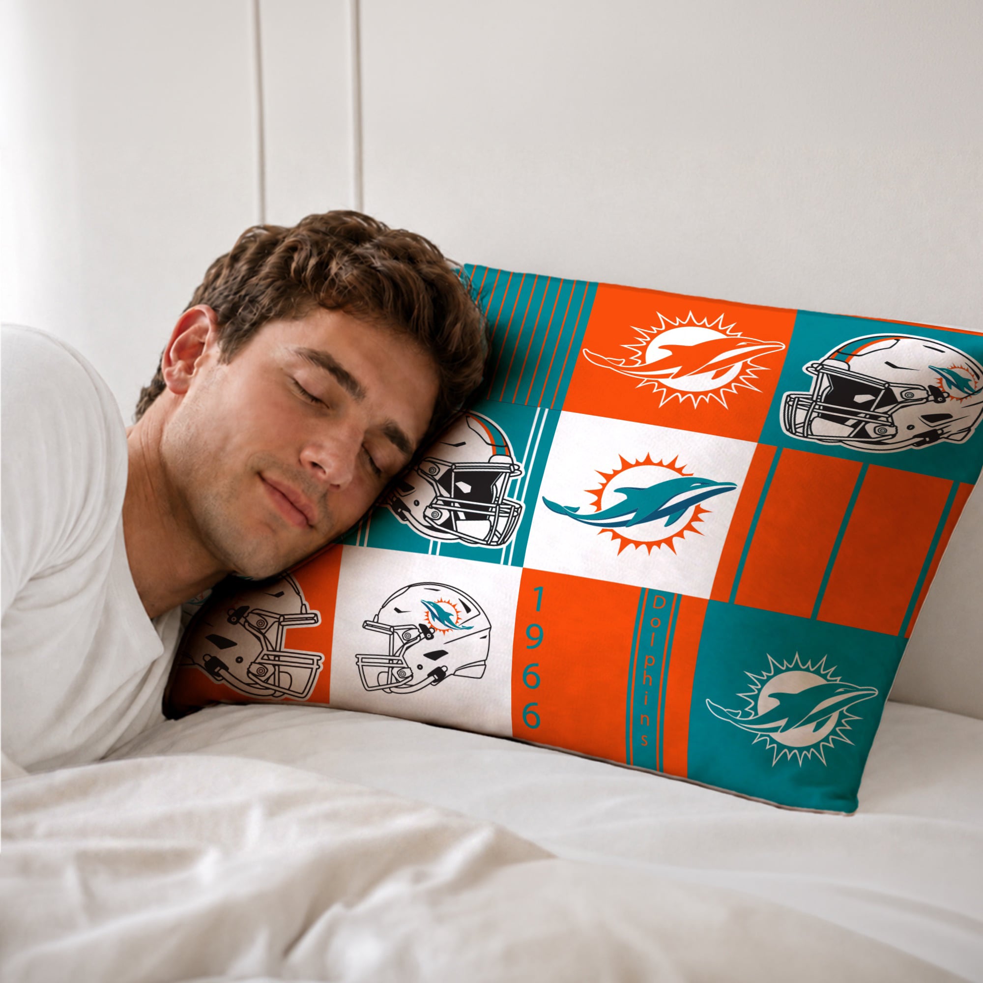 Ensemble de literie deux pièces Pegasus Miami Dolphins Patchwork Plaid Twin/Twin XL