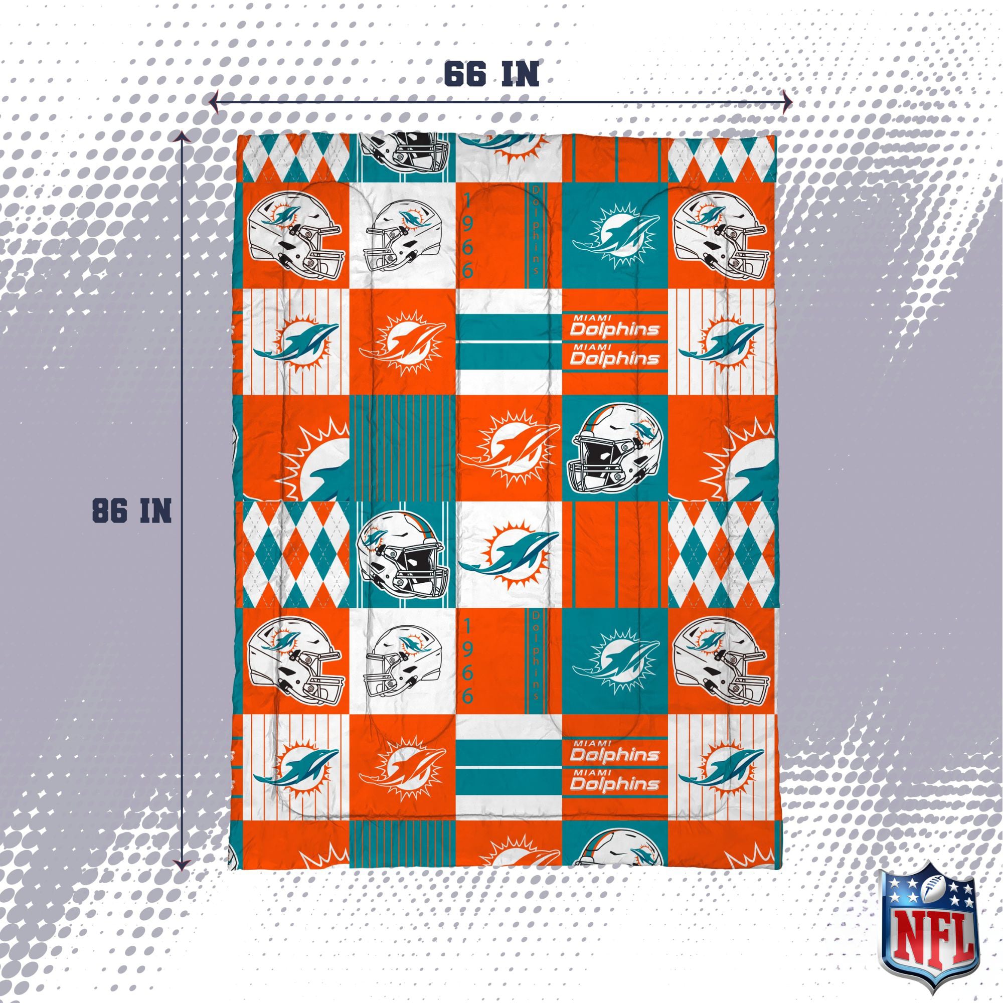 Ensemble de literie deux pièces Pegasus Miami Dolphins Patchwork Plaid Twin/Twin XL