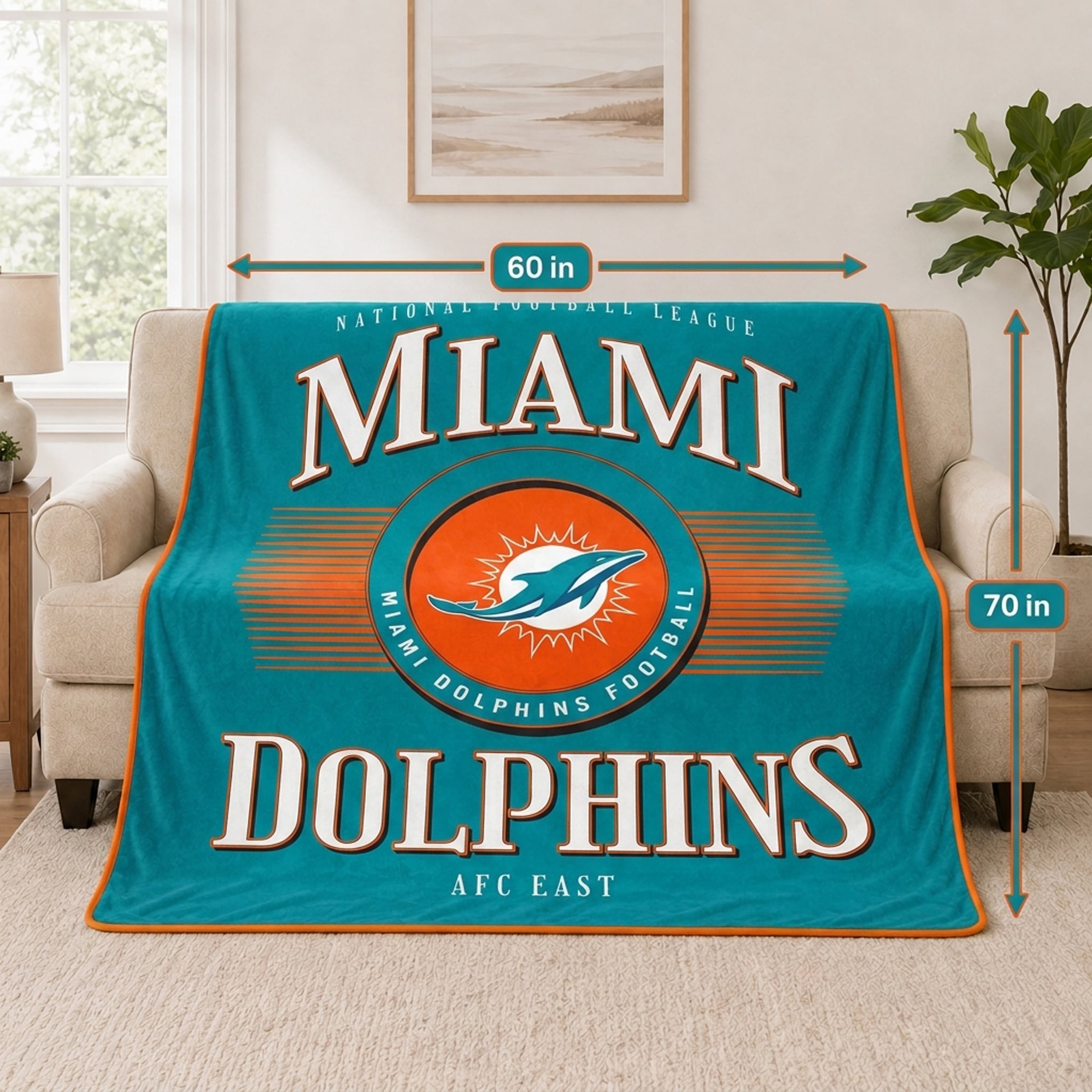 Pegasus Miami Dolphins Spotlight Arch 60" x 70" Ultra Soft Throw Blanket
