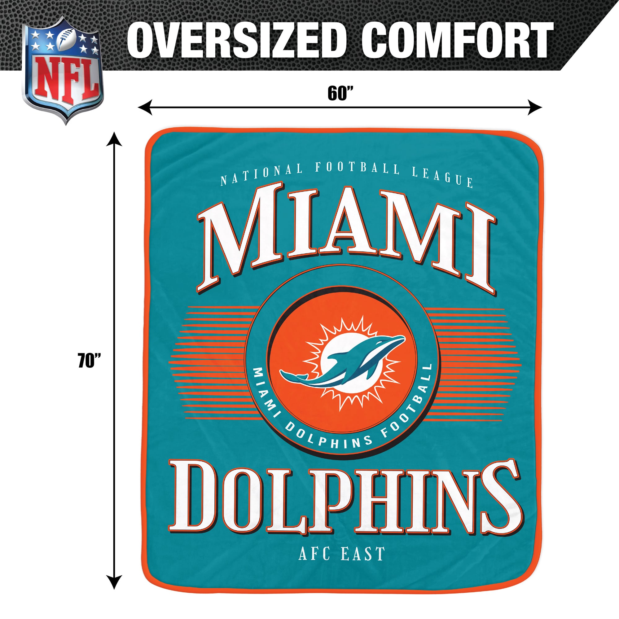Pegasus Miami Dolphins Spotlight Arch 60" x 70" Ultra Soft Throw Blanket