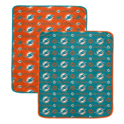 Miami Dolphins Pegasus Two-Piece Home & Away Logo Roll 60" x 70" Blanket Set
