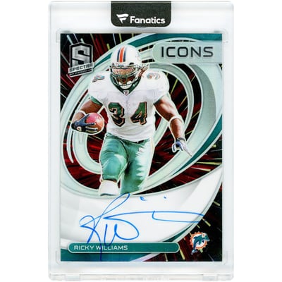 Ricky Williams Miami Dolphins Autographed 2022 Panini Spectra Icons Hyper #ICN-RWI #28/75 Card 