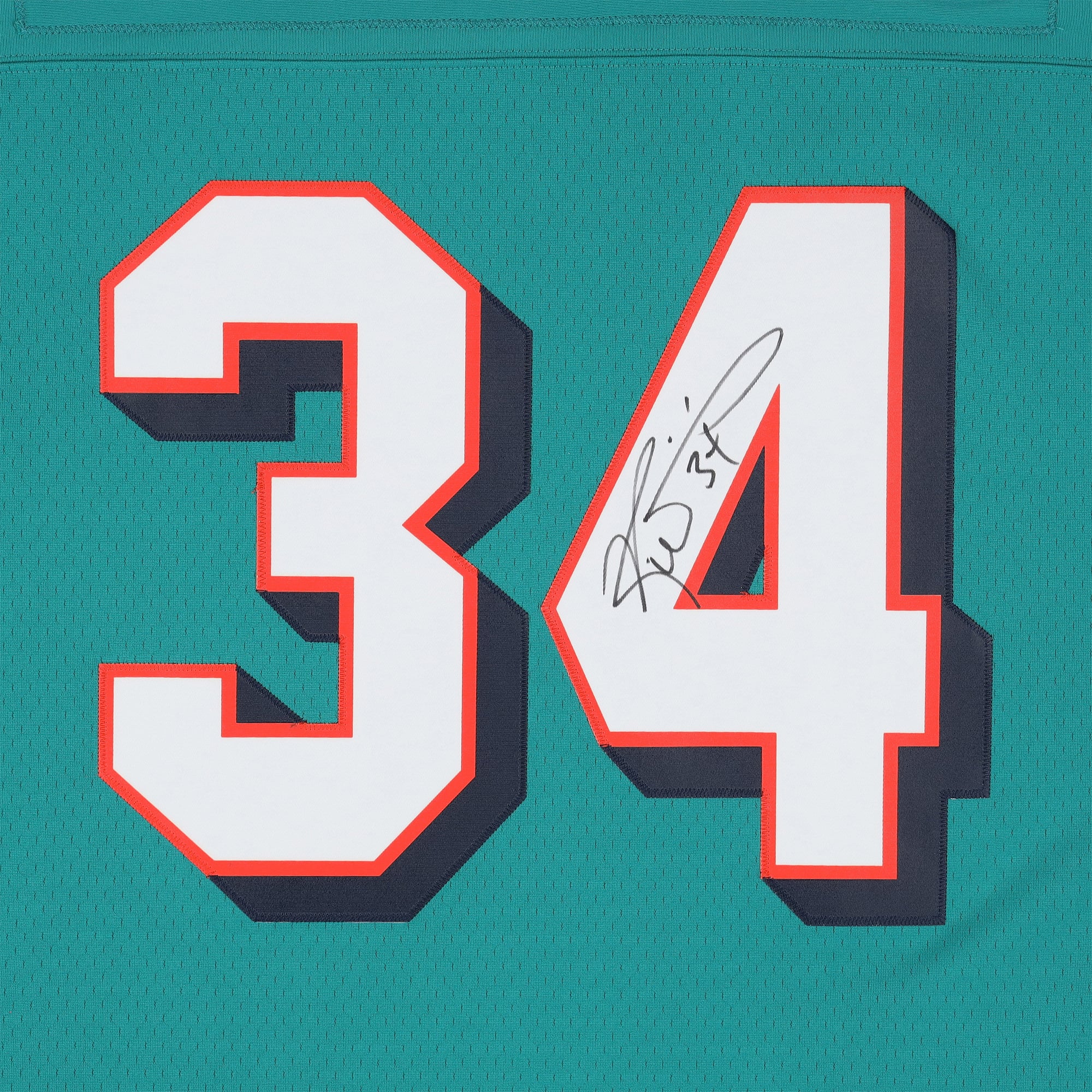 Maillot réplique Mitchell & Ness Aqua 2002 autographié par Ricky Williams des Miami Dolphins