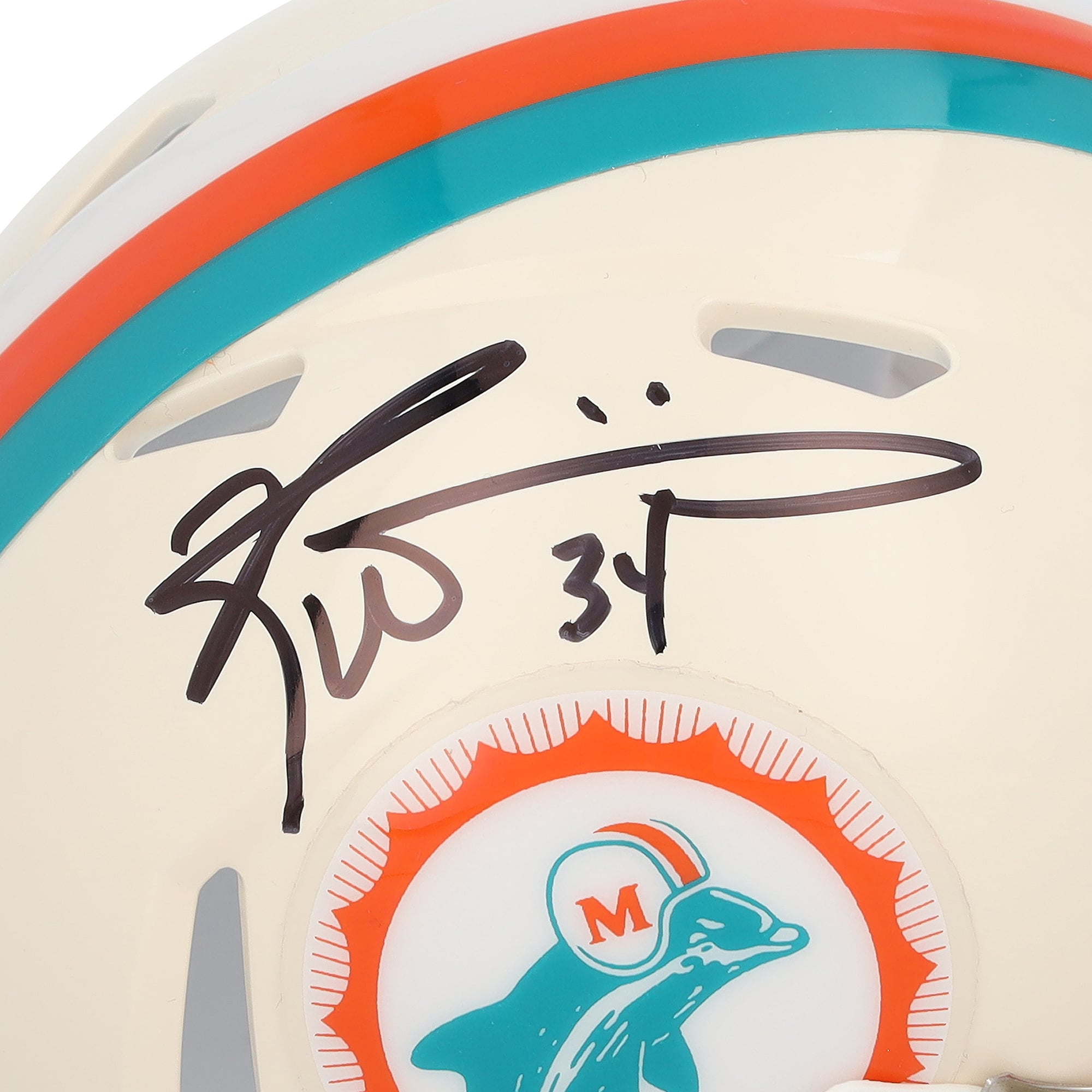Casque Riddell Retro Speed ​​Mini autographié par Ricky Williams (Miami Dolphins)