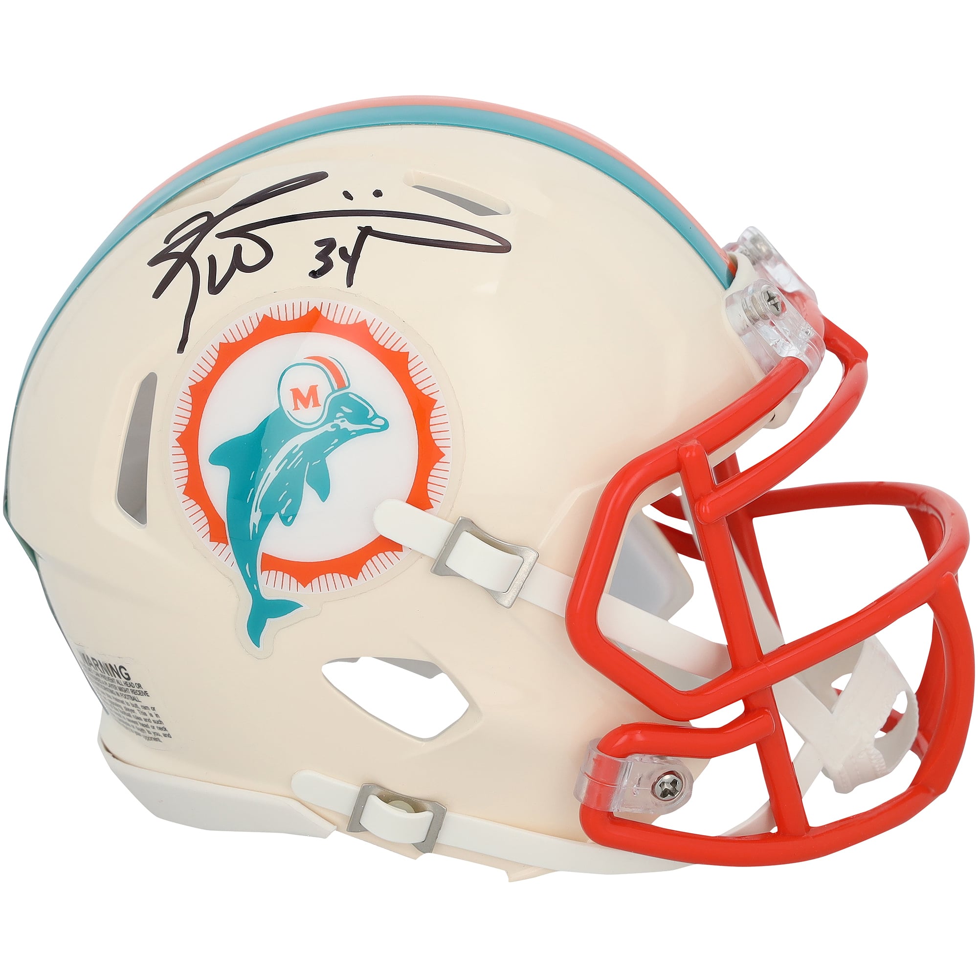 Casque Riddell Retro Speed ​​Mini autographié par Ricky Williams (Miami Dolphins)