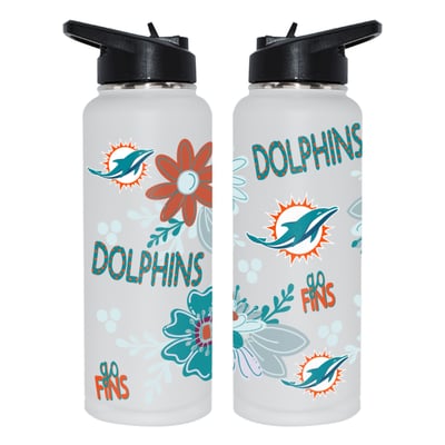 Miami Dolphins The Memory Company 34oz. Flowers Stainless Steel Quencher Bottle