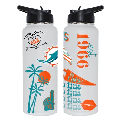 Miami Dolphins The Memory Company 34oz. Loco Stainless Steel Quencher Bottle